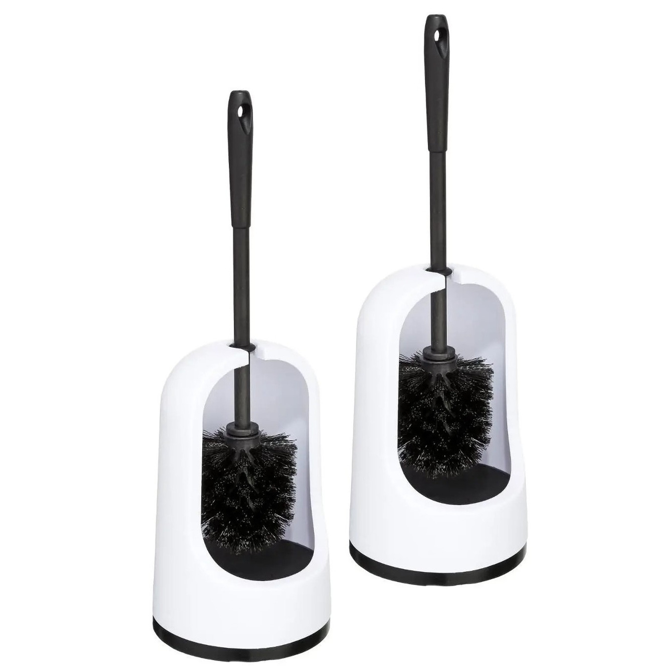 2x stuks WC-/toiletborstel met houder wit kunststof 40 cm -