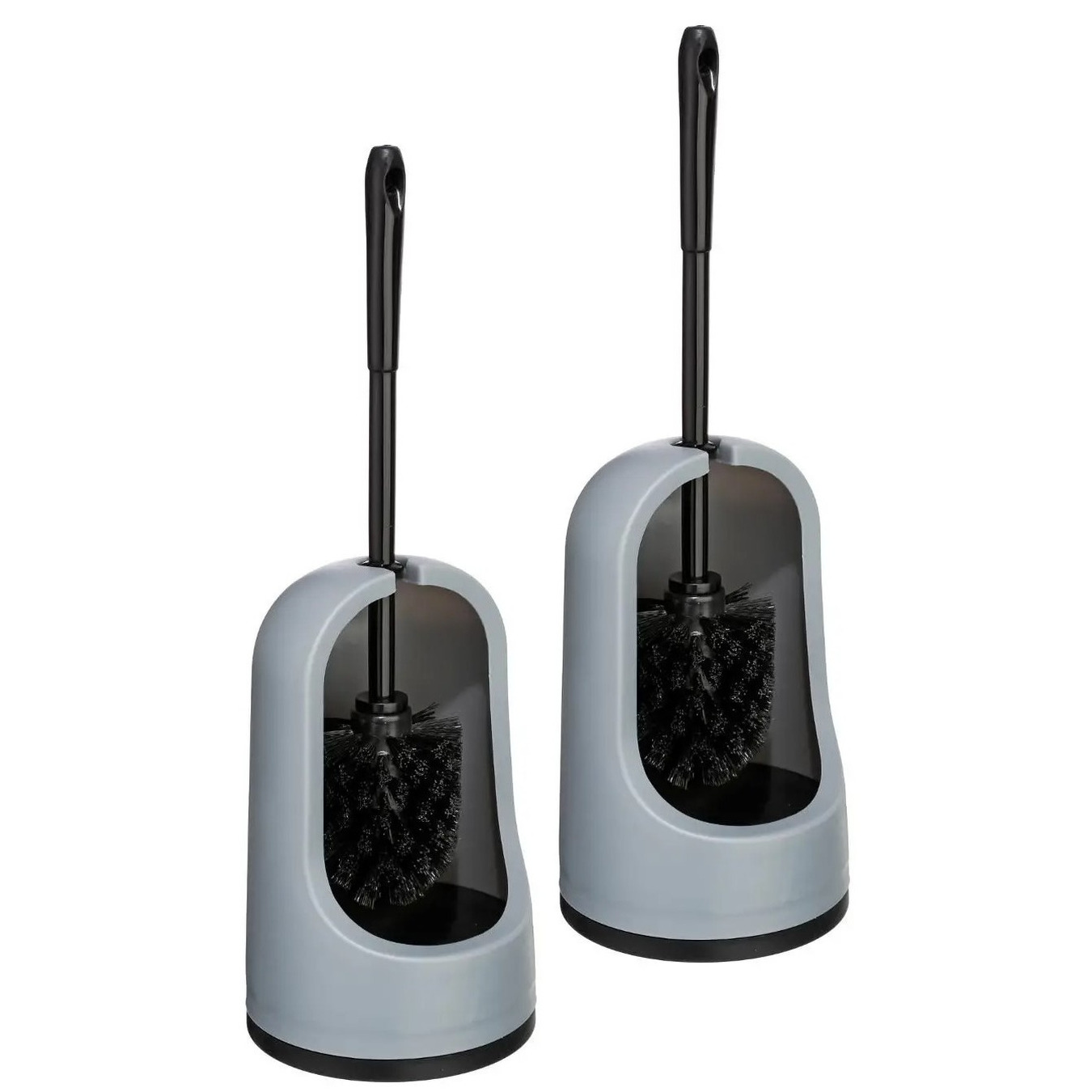 2x stuks WC-/toiletborstel met houder grijs kunststof 40 cm -