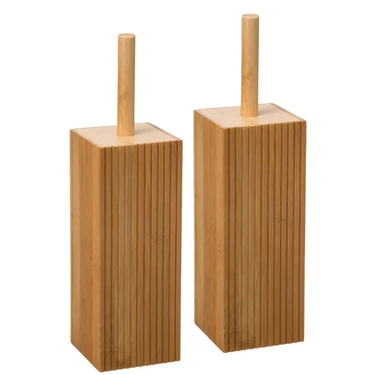2x stuks WC-/toiletborstel met houder rechthoekig bamboe 37 cm -