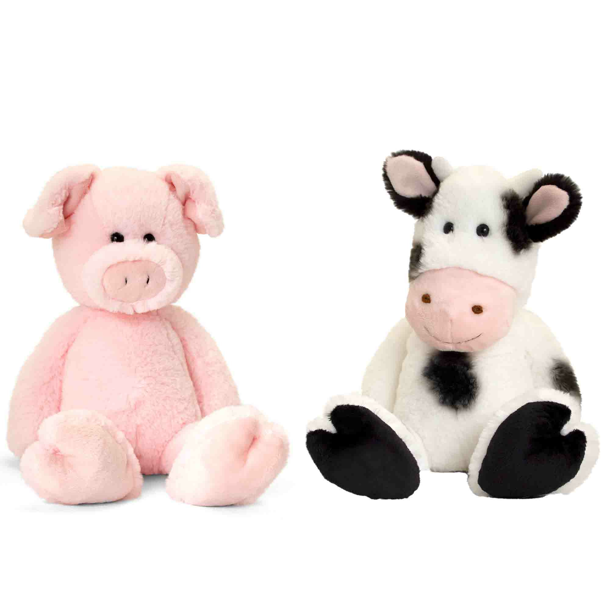 Pluche knuffels koe en varken boerderij vriendjes 25 cm -