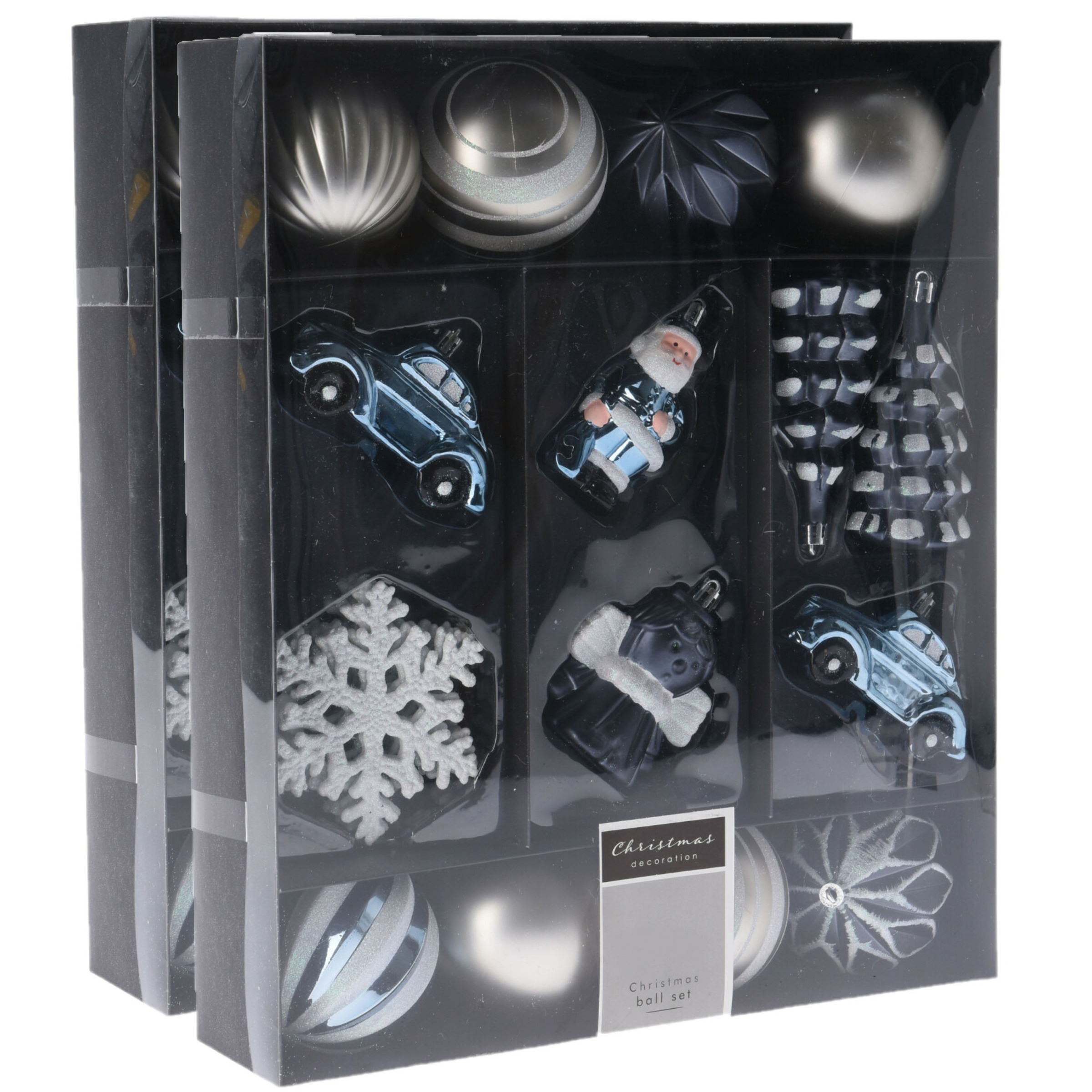 40x stuks kerstballen en kersthangers figuurtjes blauw kunststof -