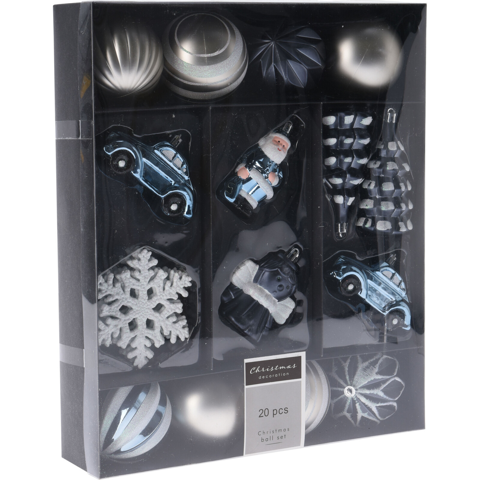 20x stuks kerstballen en kersthangers figuurtjes blauw kunststof -