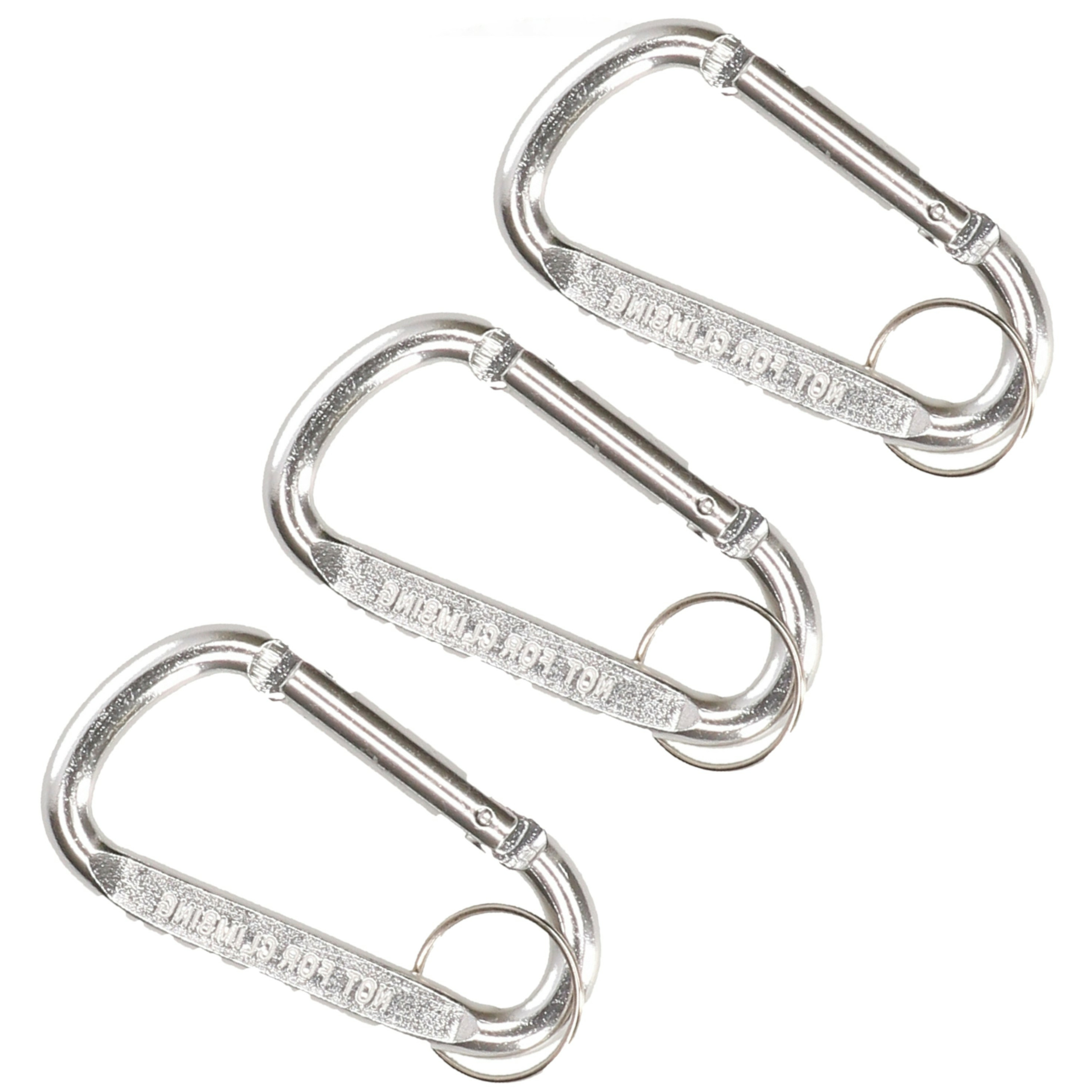 Karabijnhaak sleutelhanger 3x metaal zilver 8 cm -