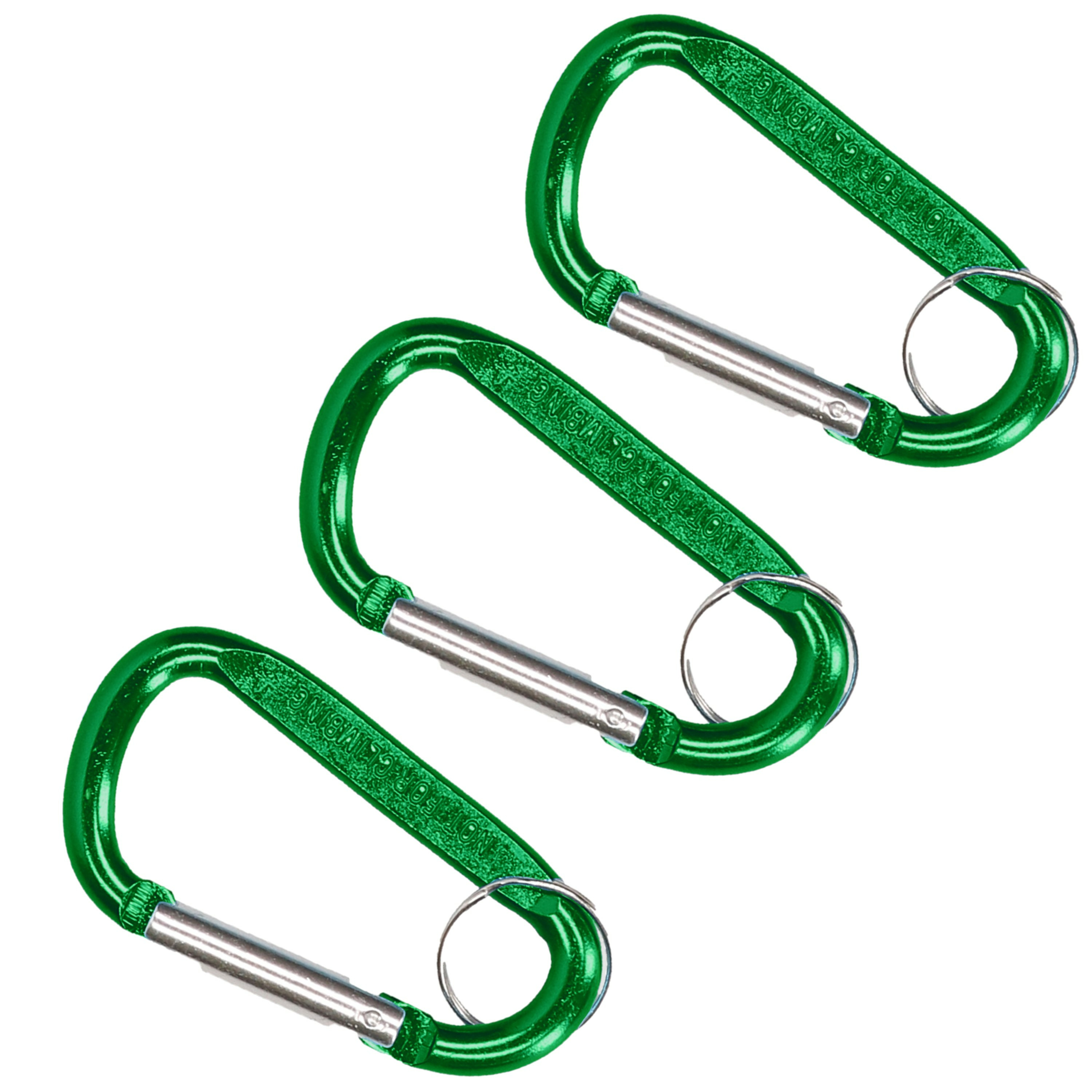 Karabijnhaak sleutelhanger 3x metaal groen 8 cm -