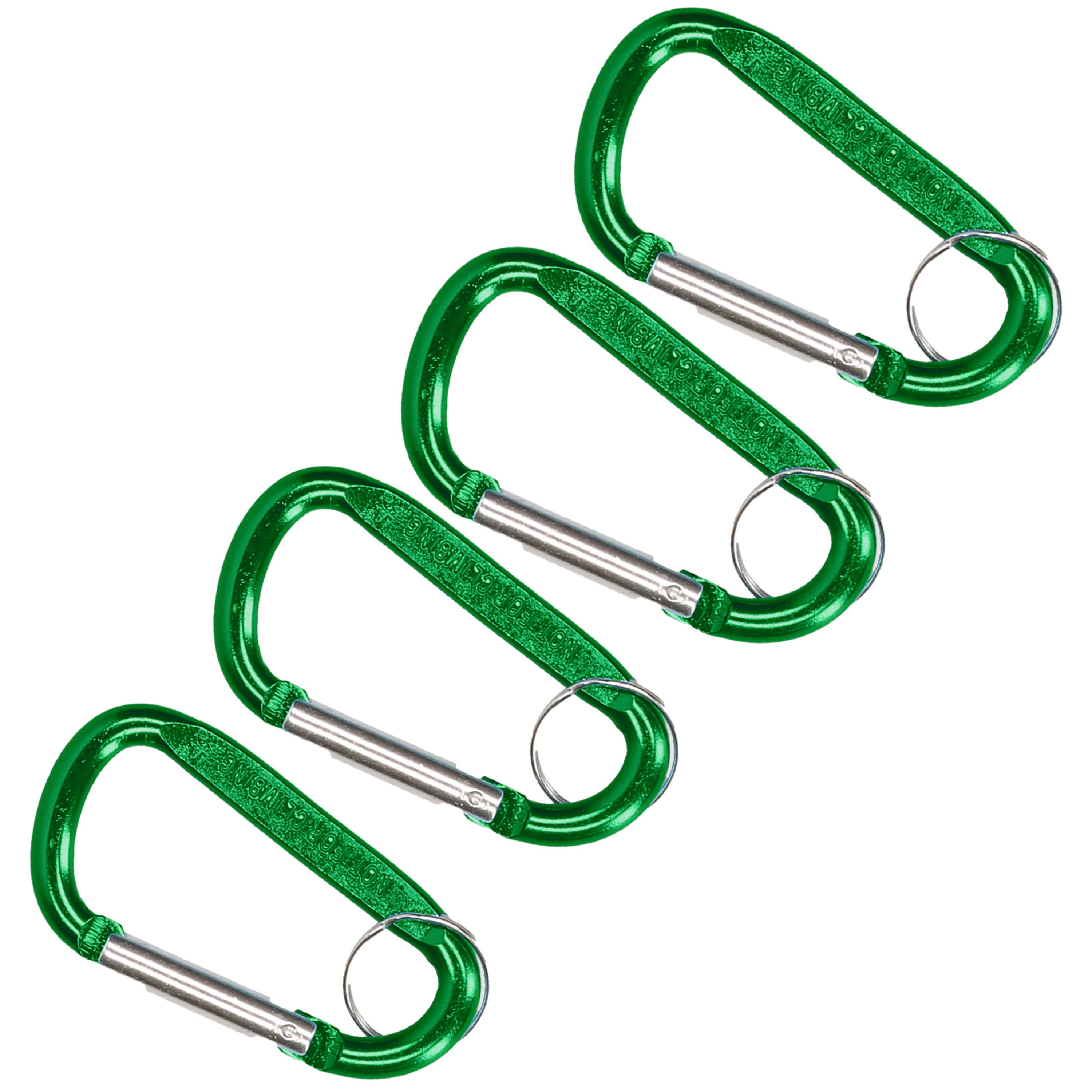 Karabijnhaak sleutelhanger - 4x - metaal - groen - 8 cm -