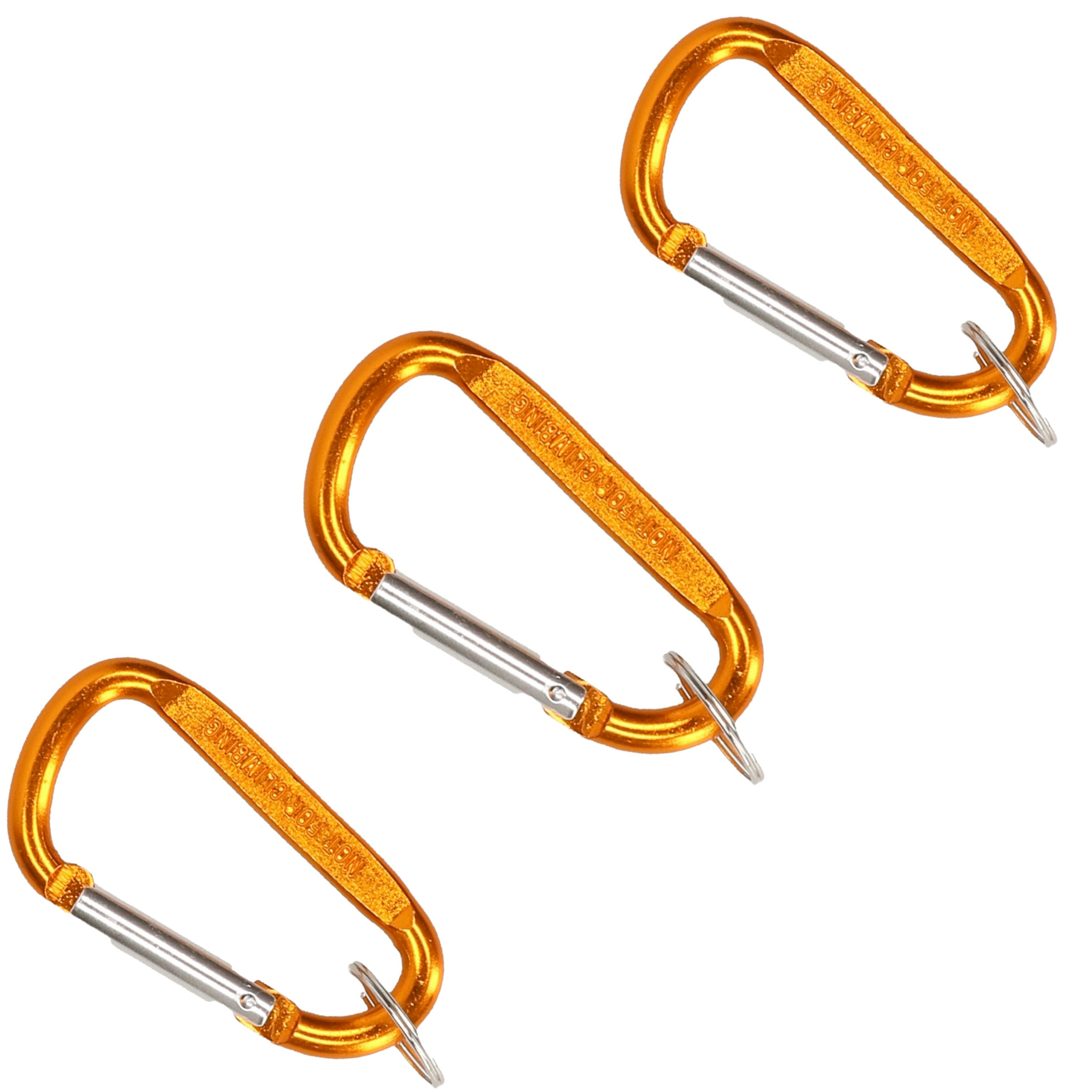 Karabijnhaak sleutelhanger 3x metaal geel goud 8 cm -