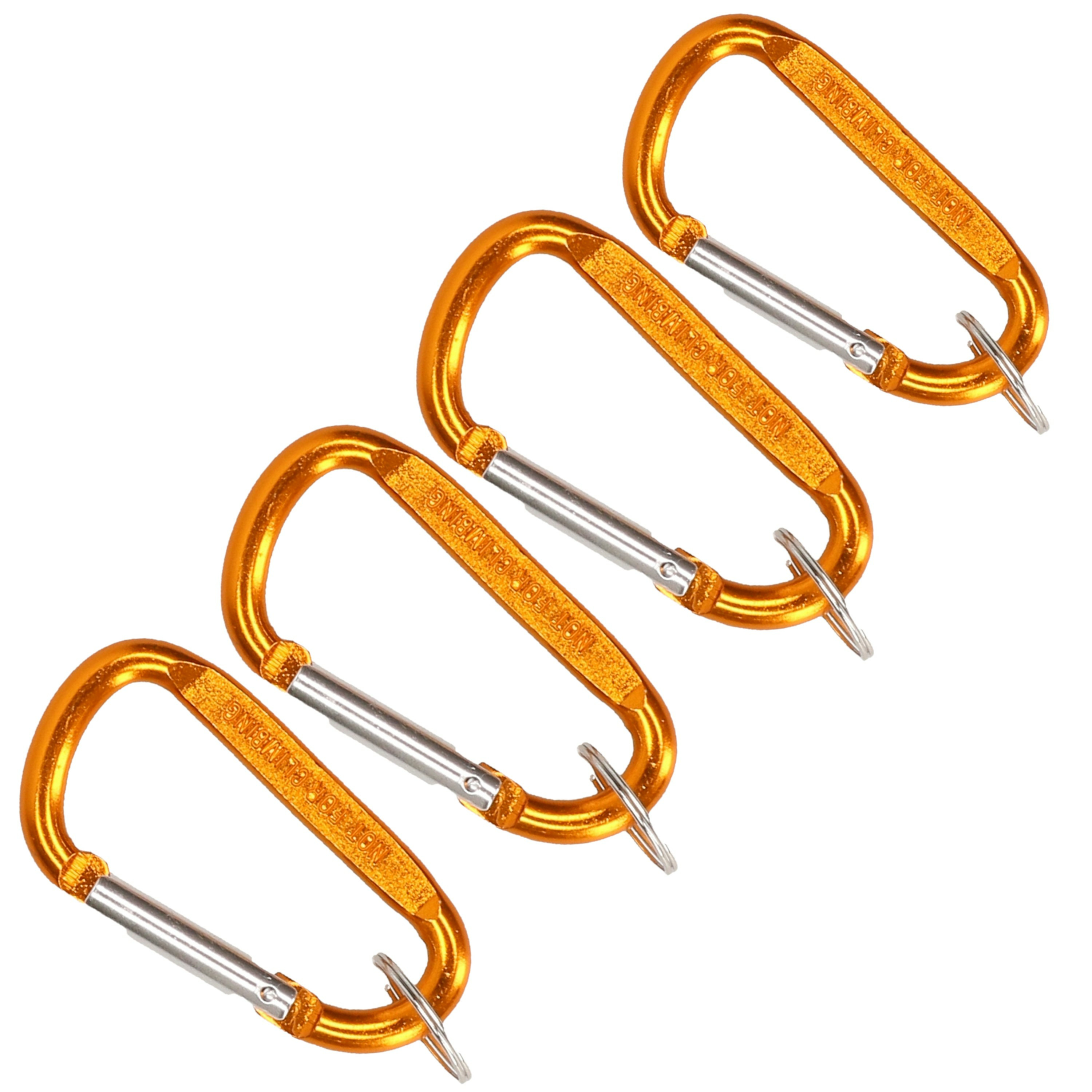Karabijnhaak sleutelhanger 4x metaal geel goud 8 cm -