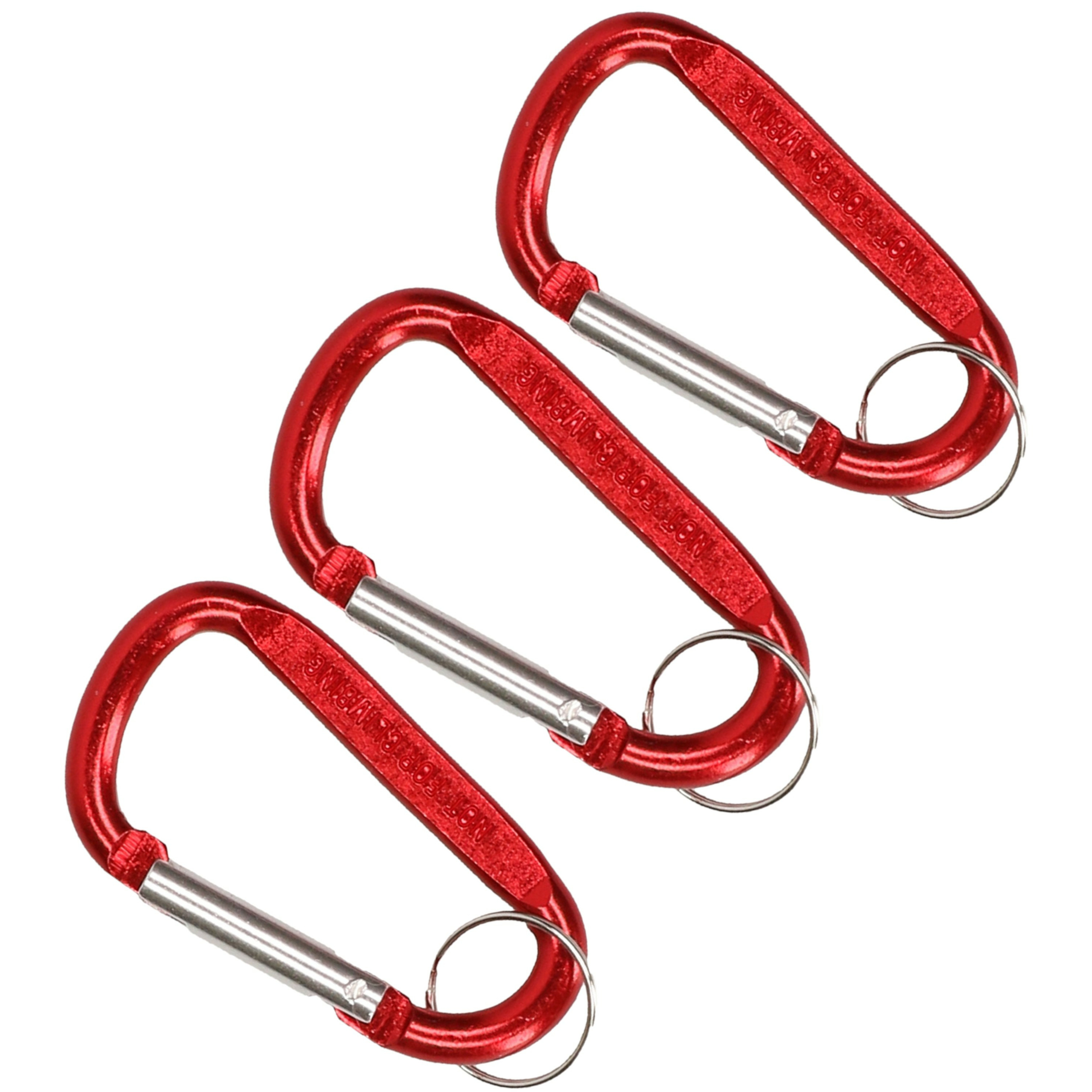 Karabijnhaak sleutelhanger sleutelhanger 3x metaal rood 8 cm -