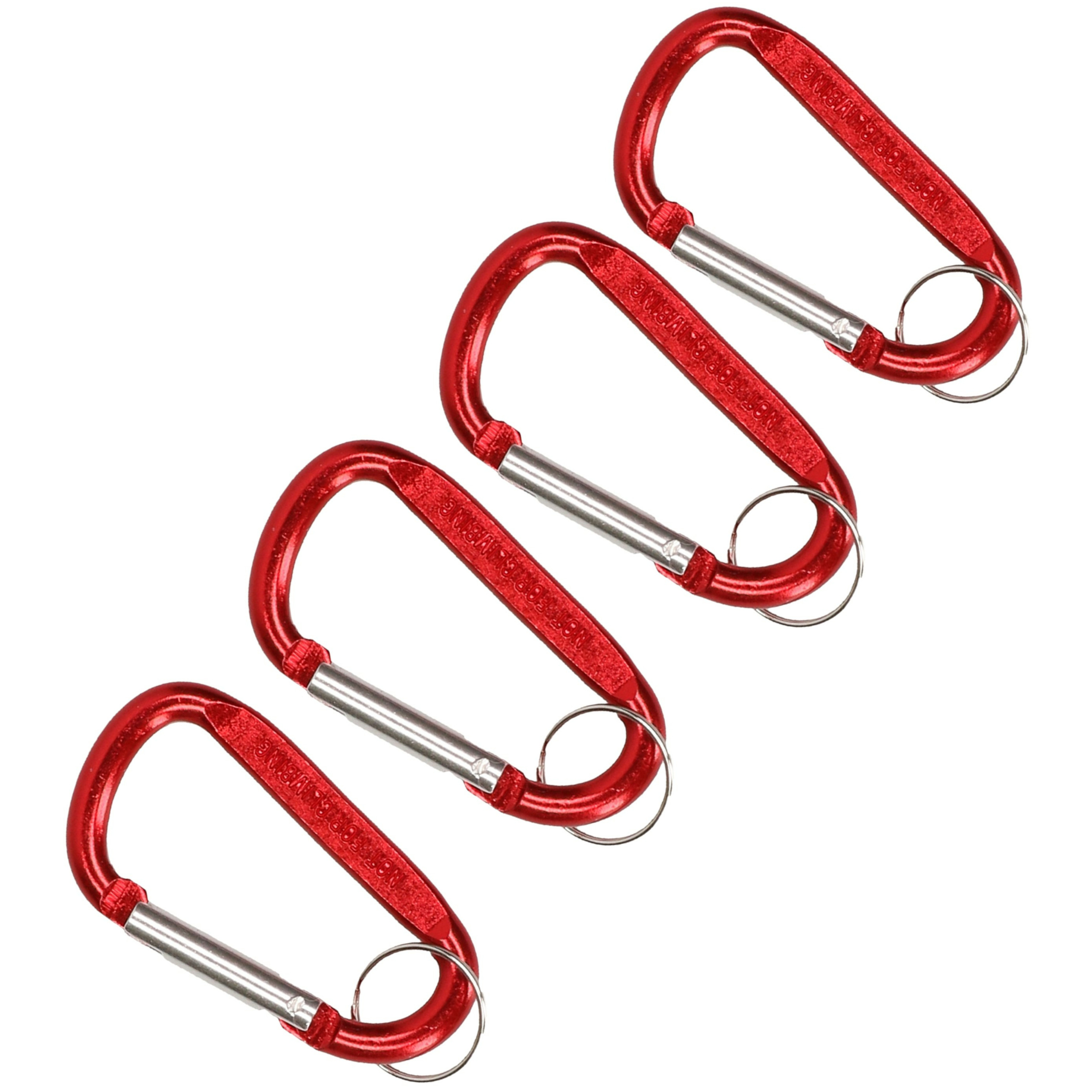 Karabijnhaak sleutelhanger sleutelhanger 4x metaal rood 8 cm -