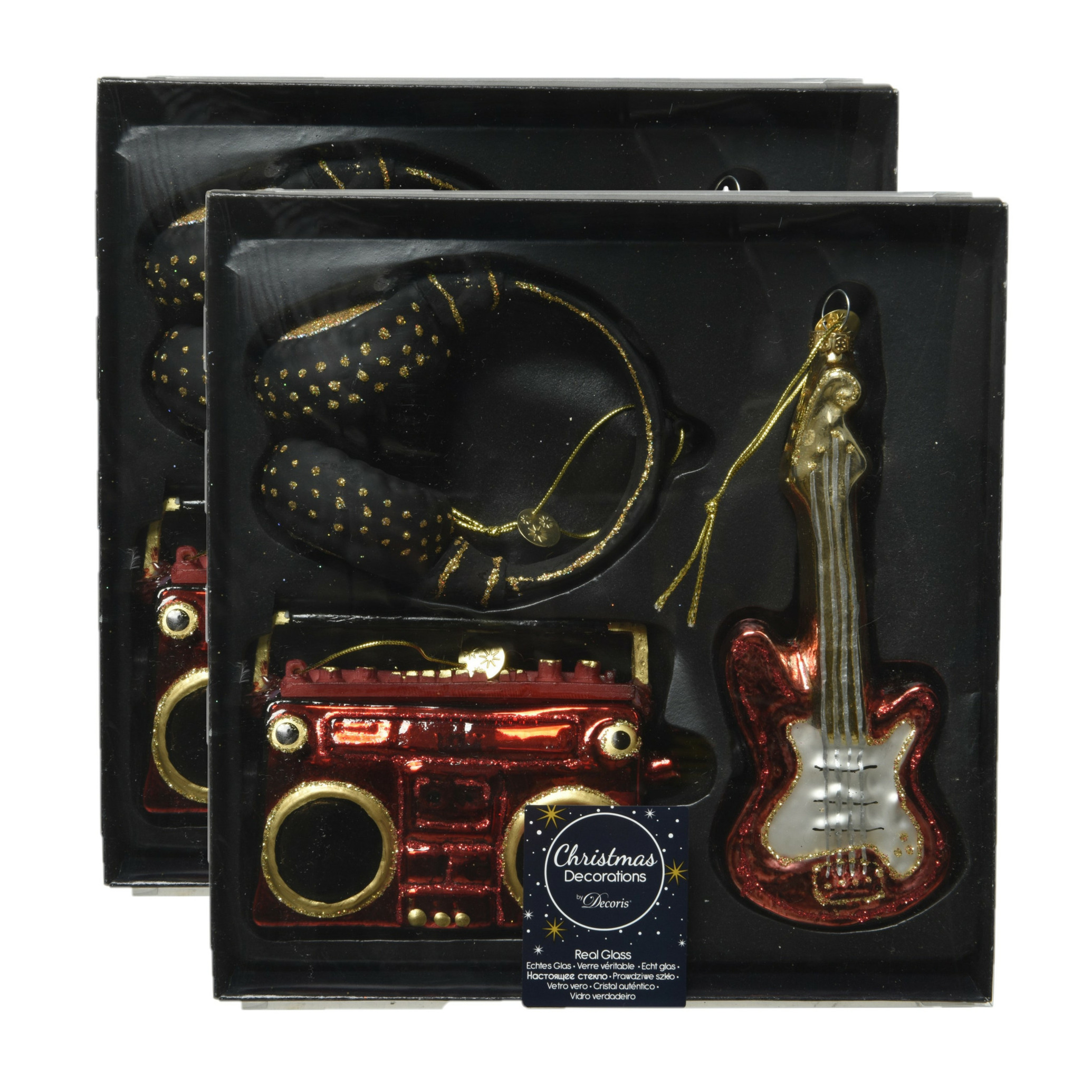 6x stuks glazen kersthangers muziek instrumenten kerstornamenten -