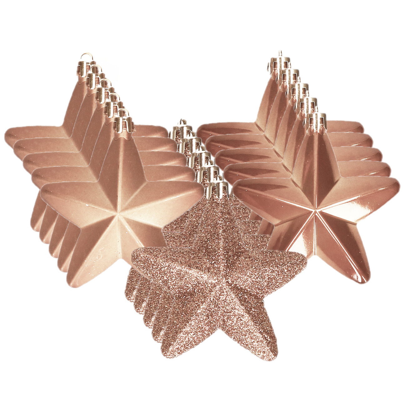 24x stuks kunststof sterren kersthangers toffee bruin 7 cm -