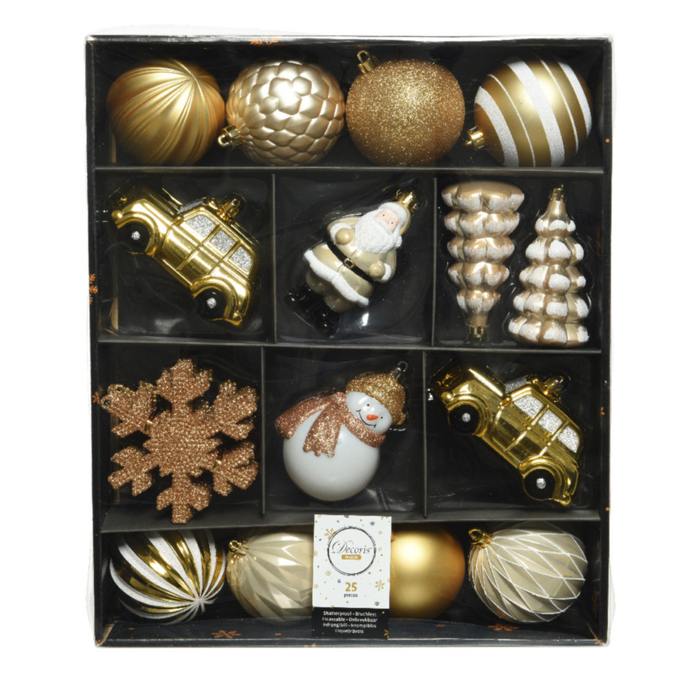 Decoris Kersthangers - 25x - goud/wit - onbreekbaar -