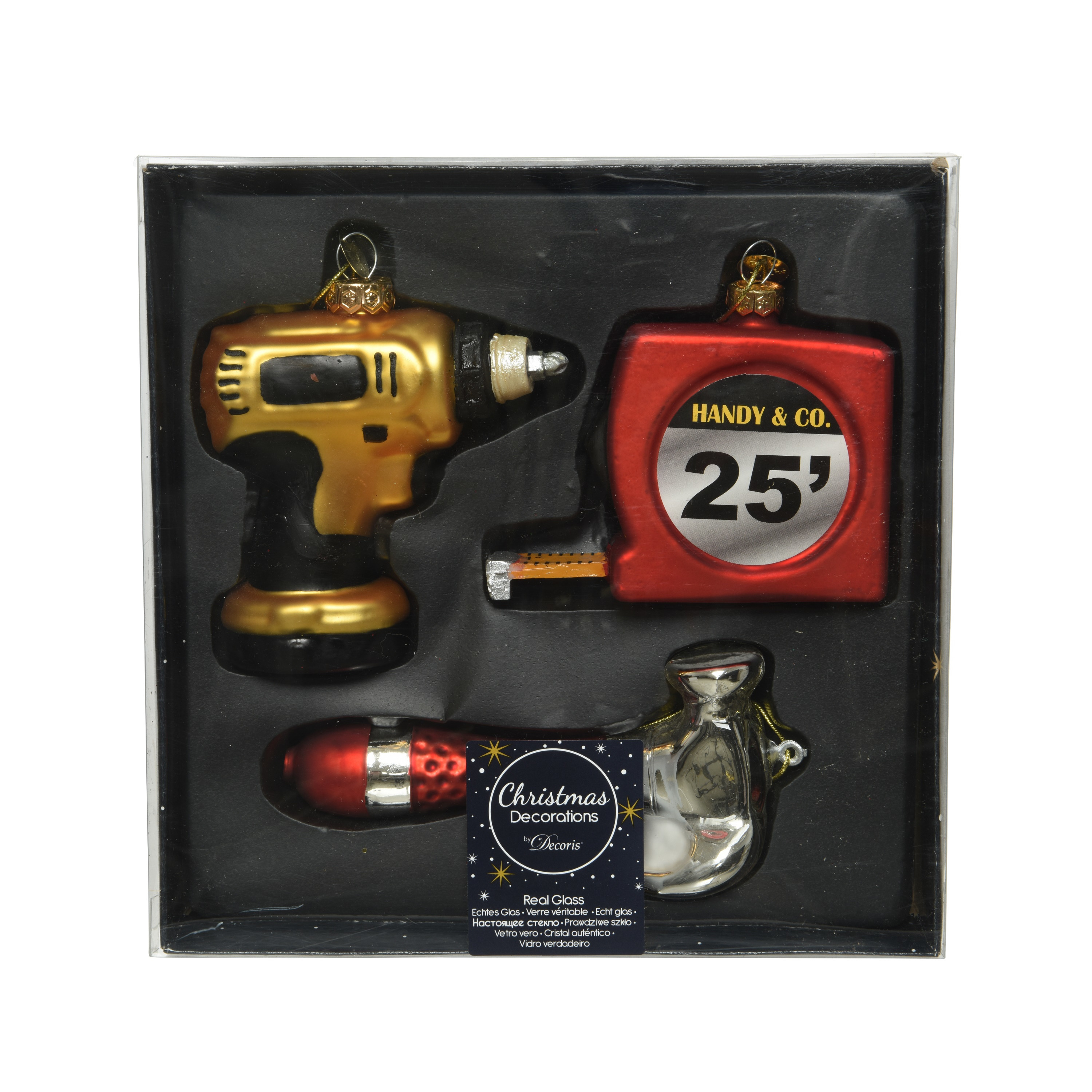 Decoris Kersthangers - 3x - gereedschap - glas - kerstversiering -