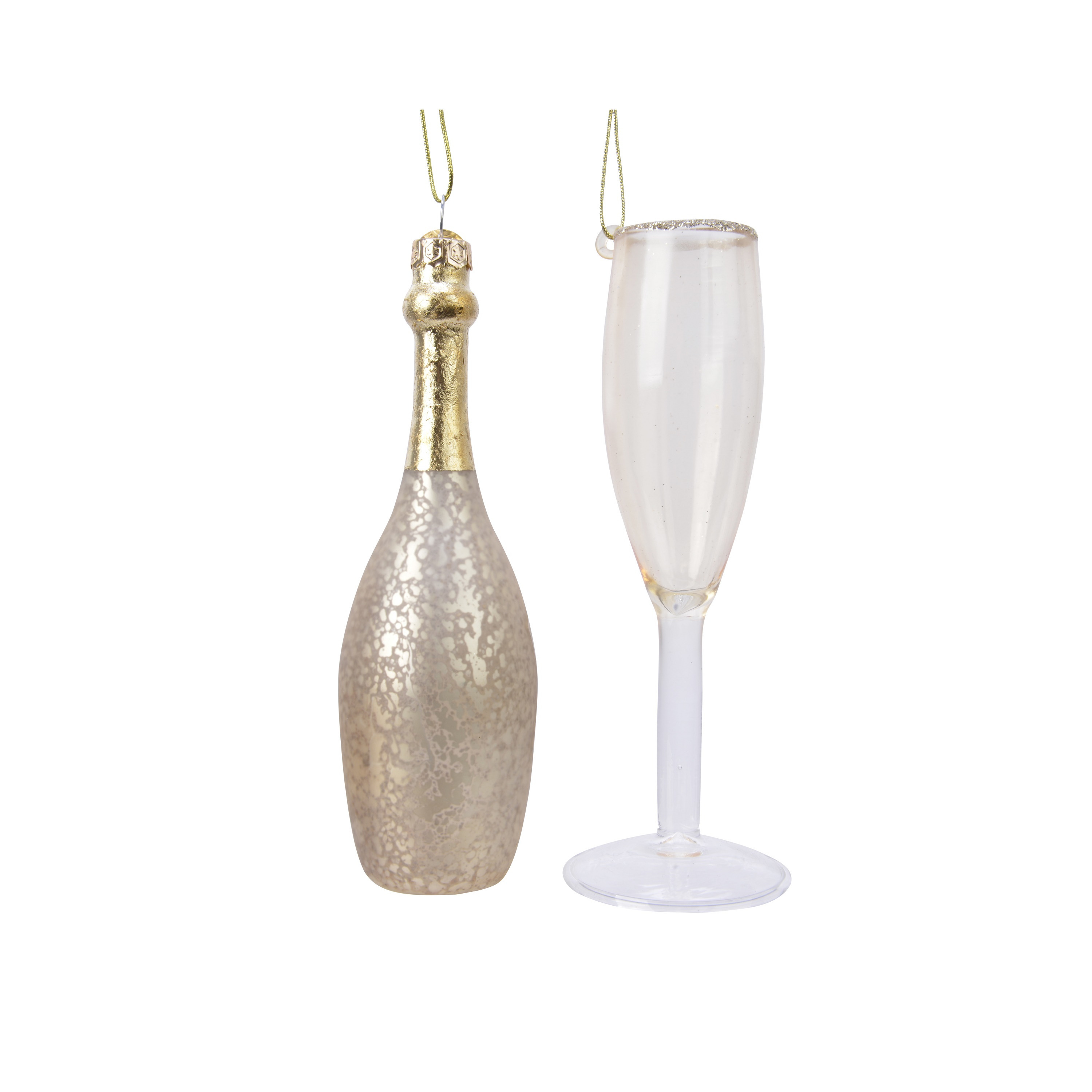 Decoris Kersthangers - champagne glazen - 2x - 12,5 cm -