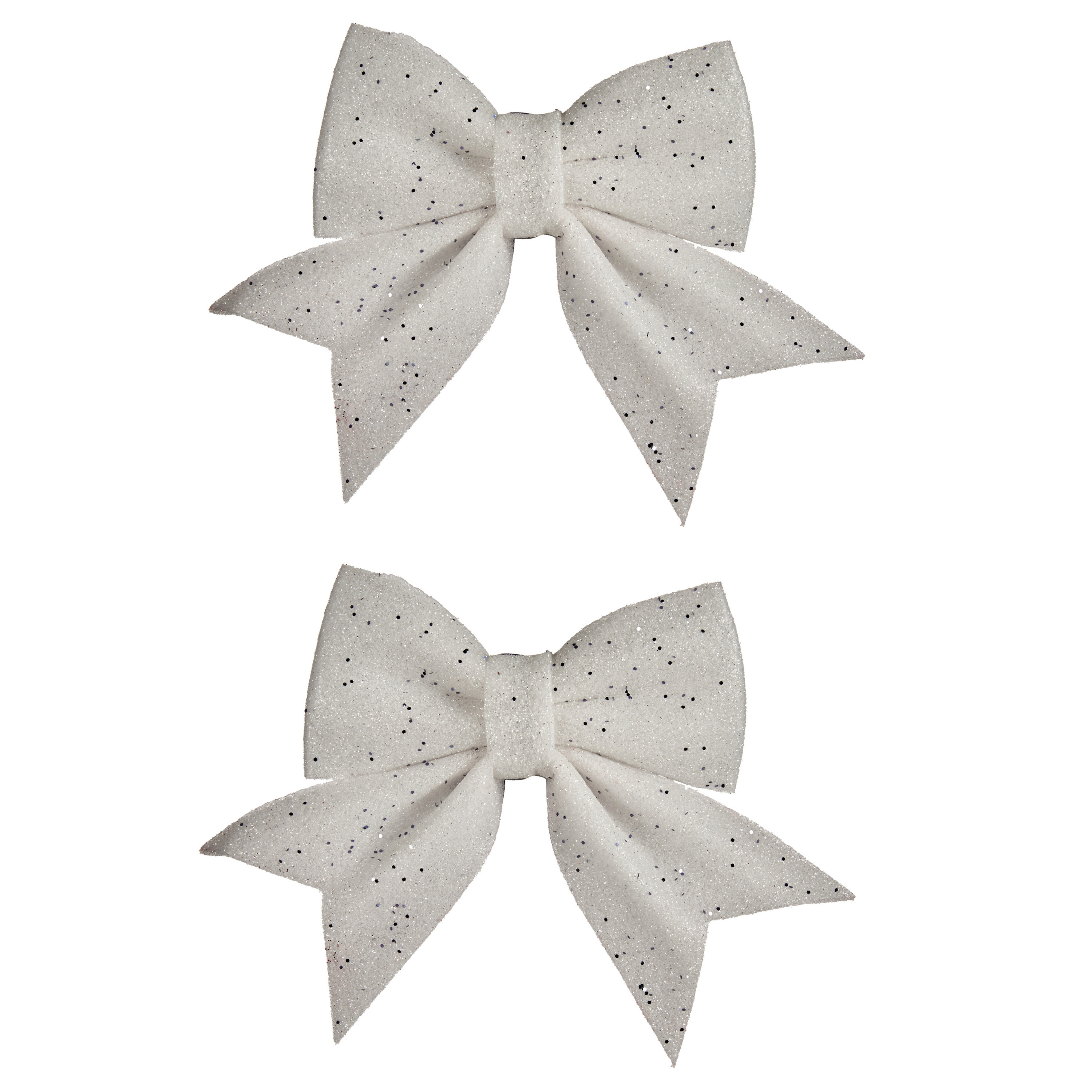 Krist+ Kersthangers - strikken - 2x st - wit - glitters - strikjes - 14 cm -