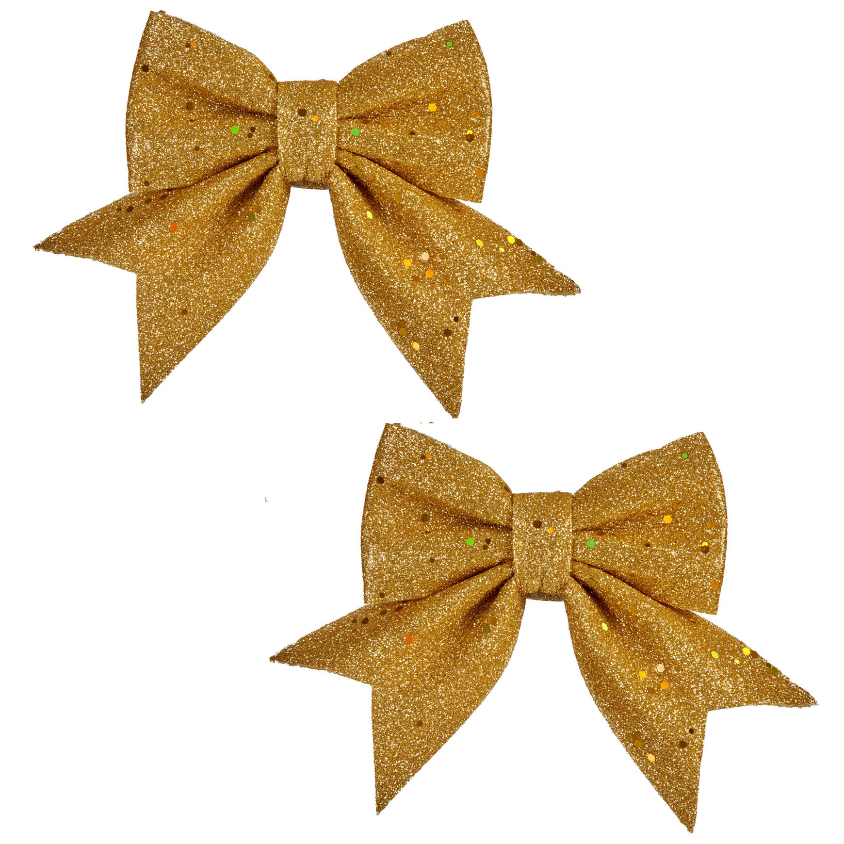 Krist+ Kersthangers - strikken - 2x - gouden - strikjes - 14 cm -
