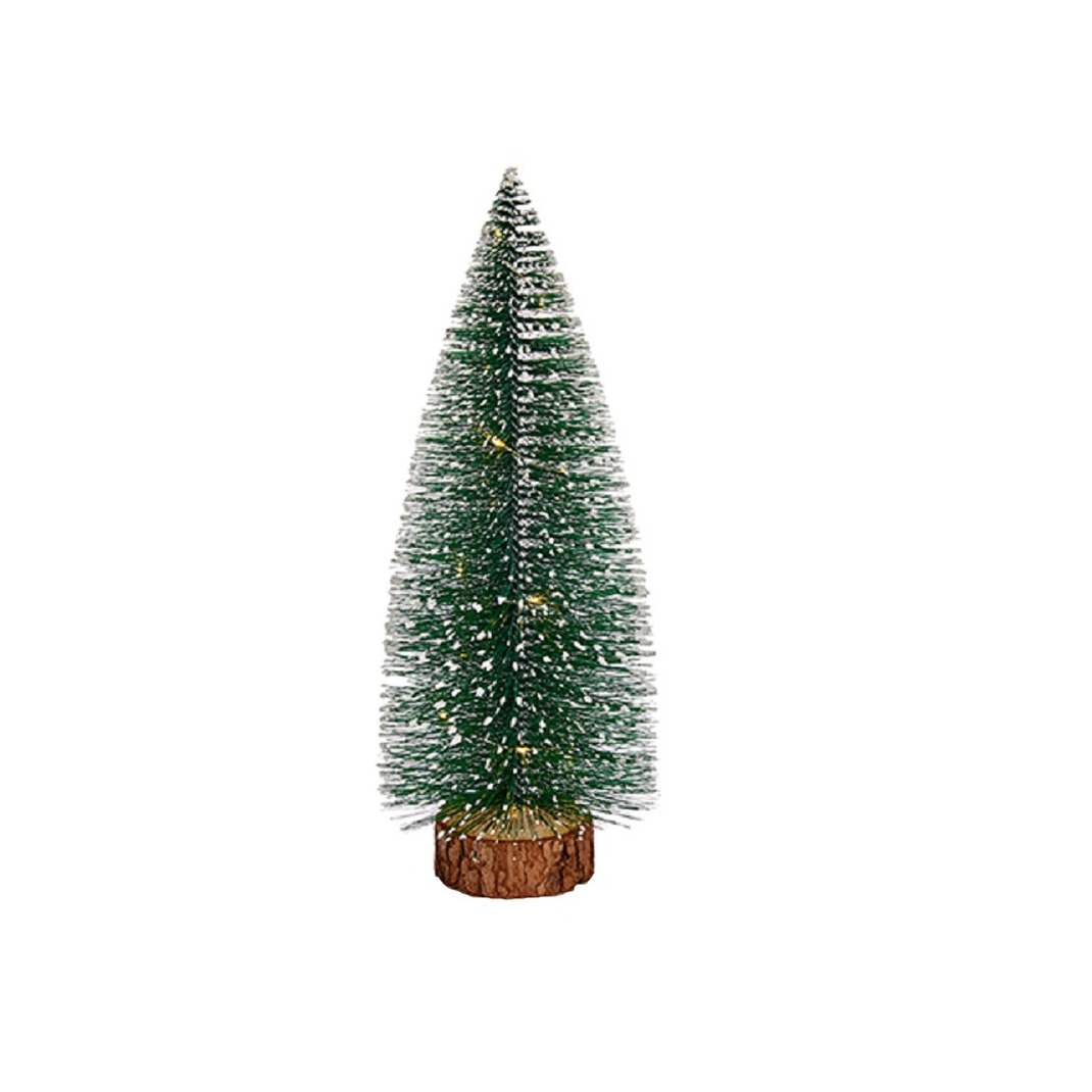Kleine/mini decoratie kerstboompje van 35 cm met witte LED lichtjes -