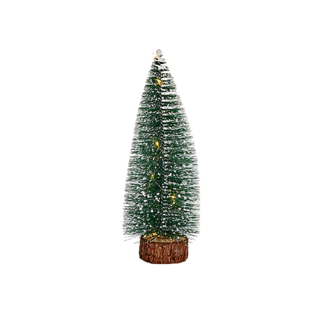 Kleine/mini decoratie kerstboompje van 30 cm met witte LED lichtjes -