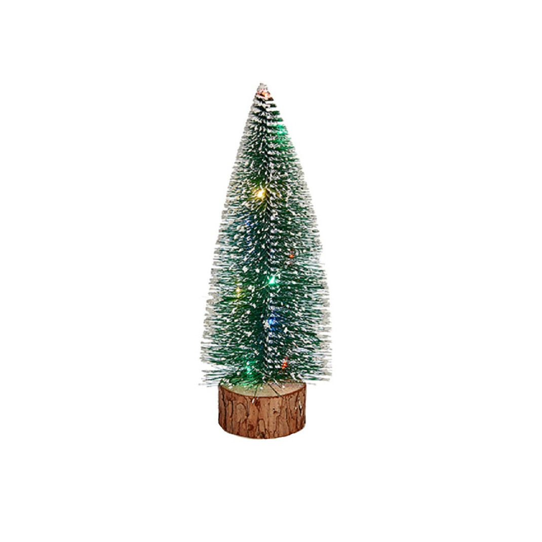 Kleine/mini decoratie kerstboompje van 25 cm met gekleurde LED lichtjes -
