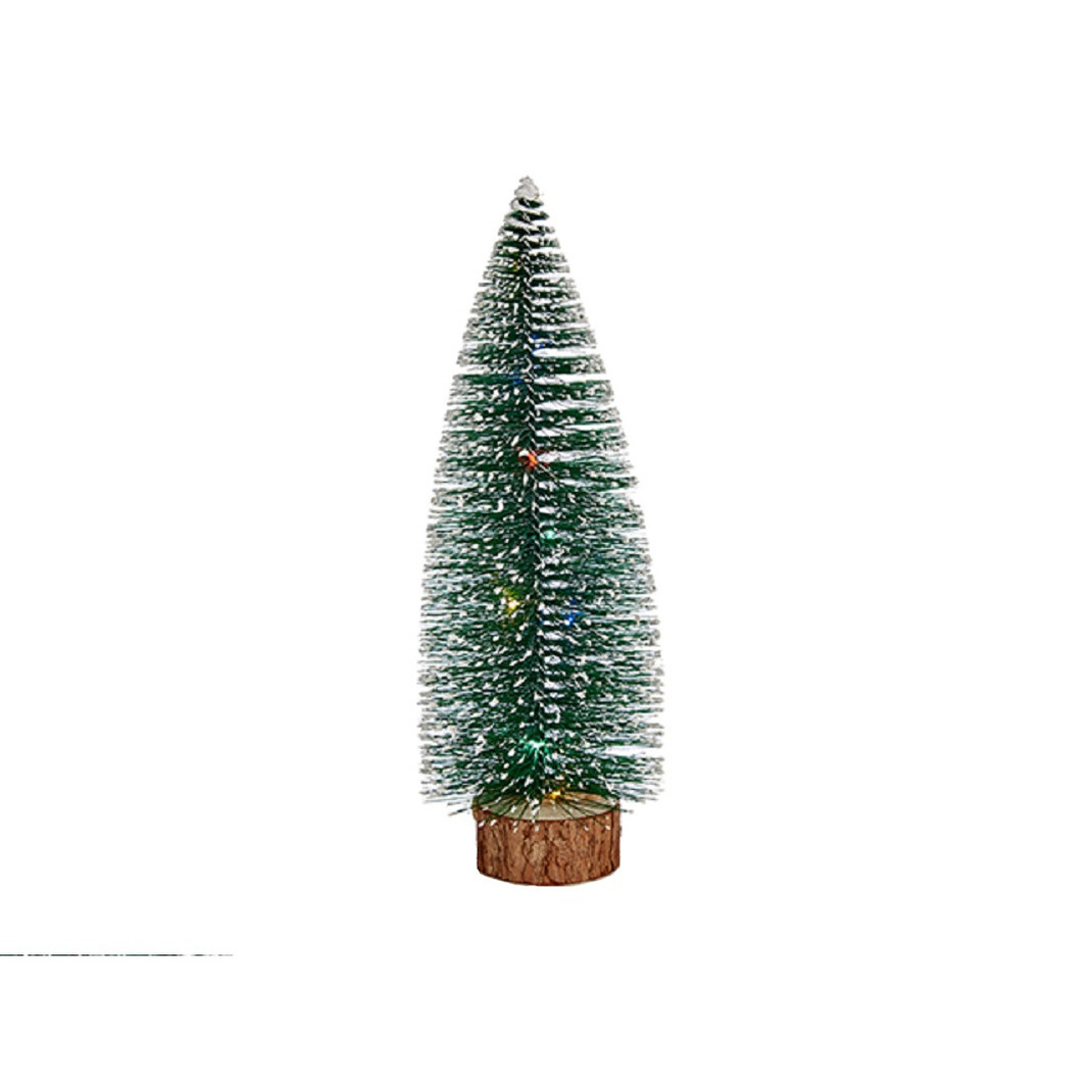 Kleine/mini decoratie kerstboompje van 30 cm met gekleurde LED lichtjes -