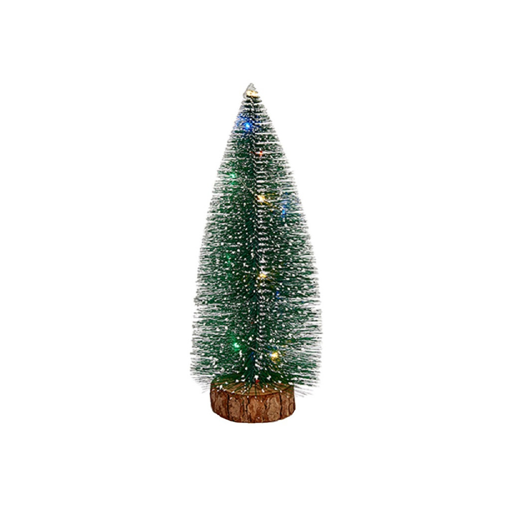 Kleine/mini decoratie kerstboompje van 35 cm met gekleurde LED lichtjes -