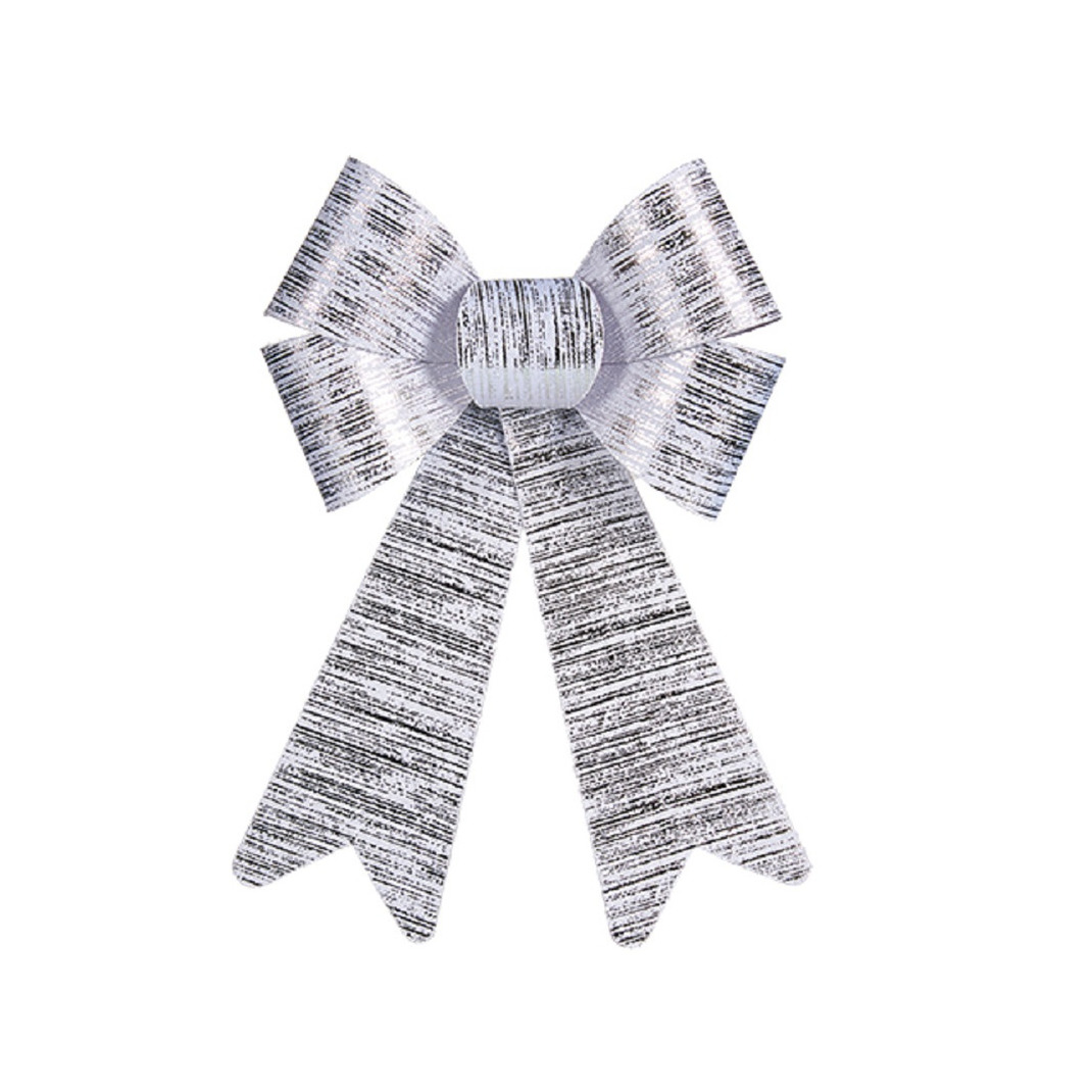 Krist+ kerstboomversiering strik - zilver glimmend - 15 x 25 cm -