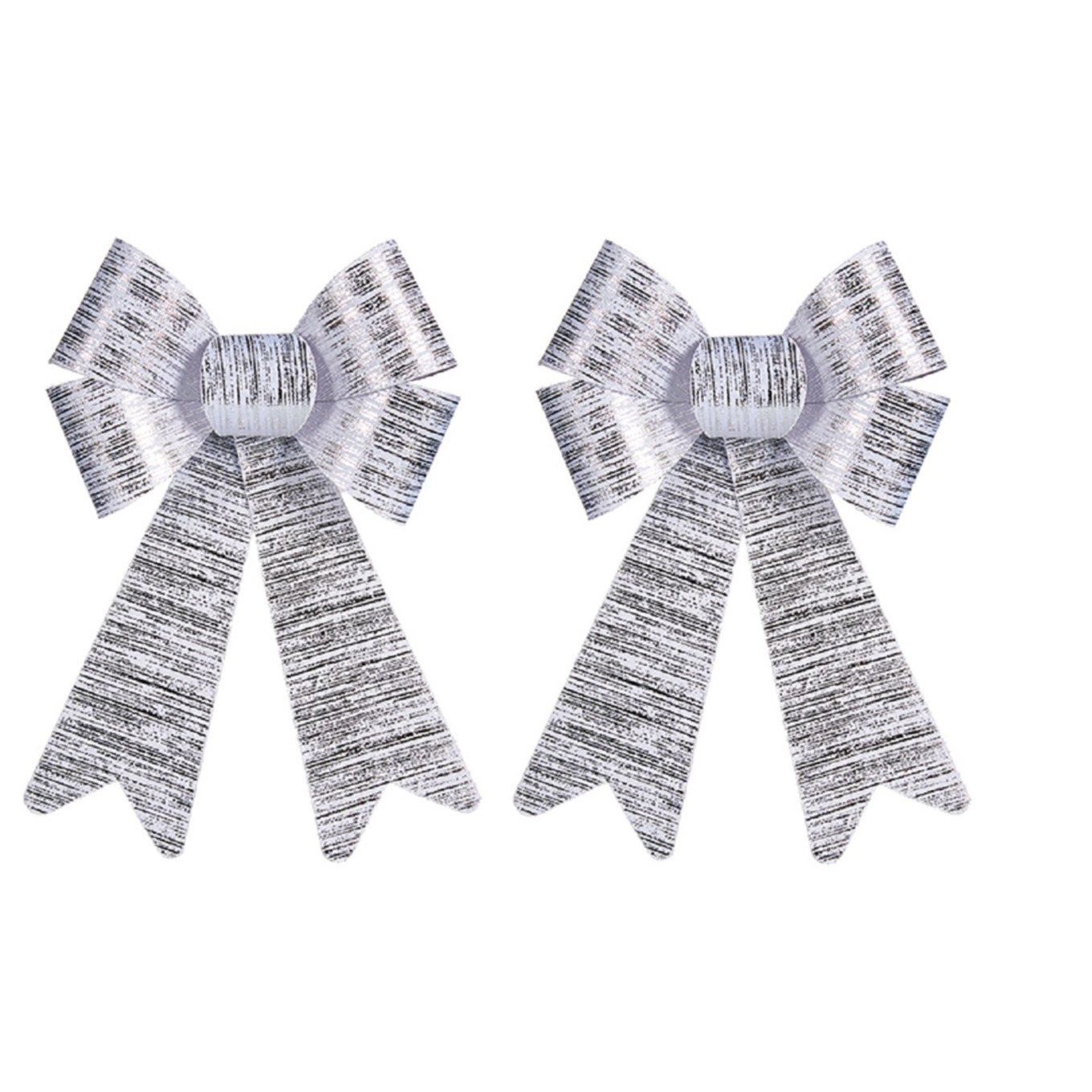 2x stuks kerstboomversieringen ornament strikjes/strikken zilver shine 15 x 25 cm -