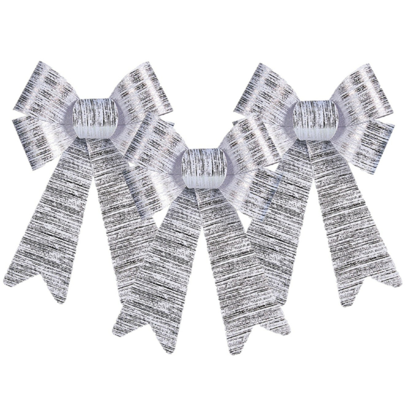 3x stuks kerstboomversieringen ornament strikjes/strikken zilver shine 15 x 25 cm -
