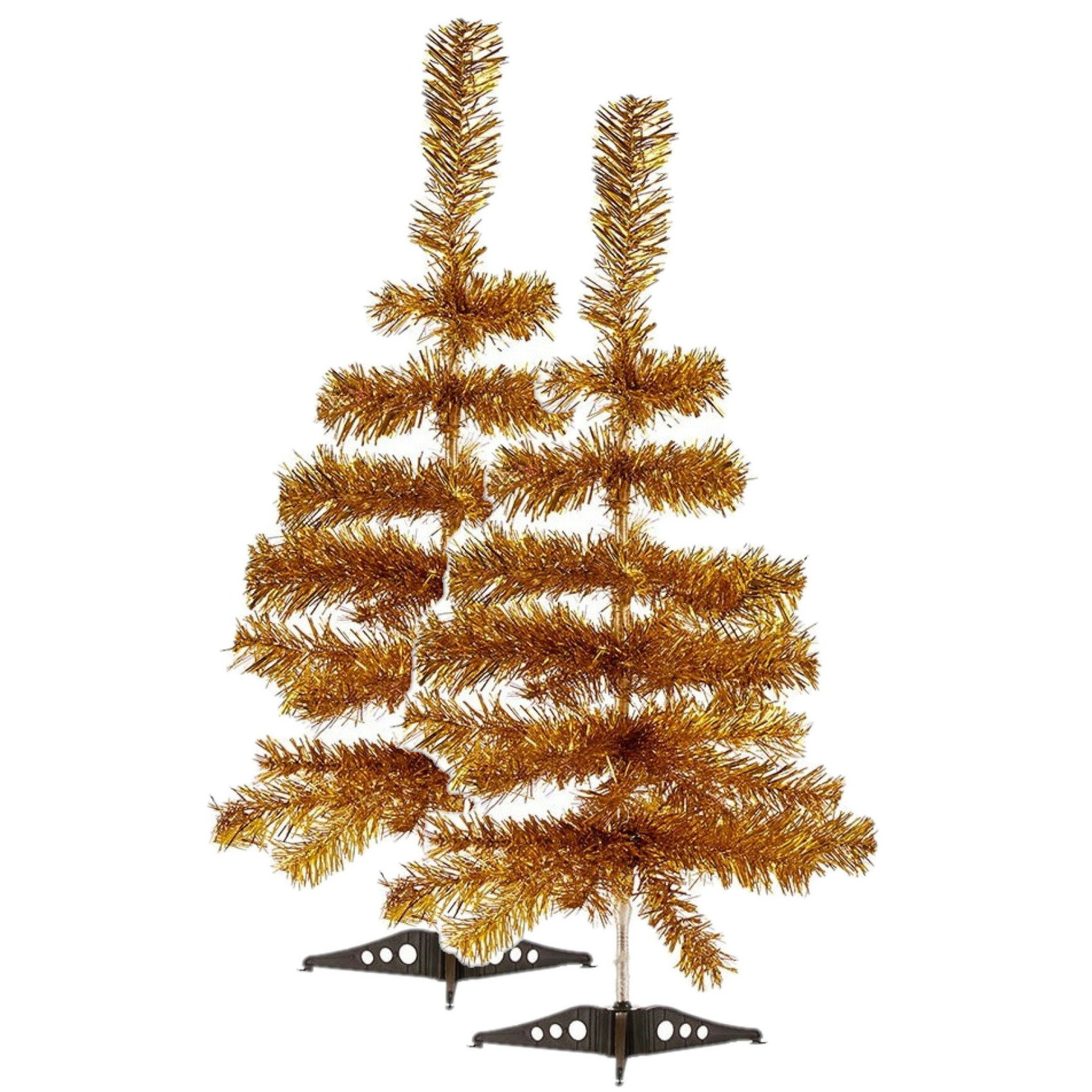 2x stuks kleine gouden kerstbomen van 60 cm -