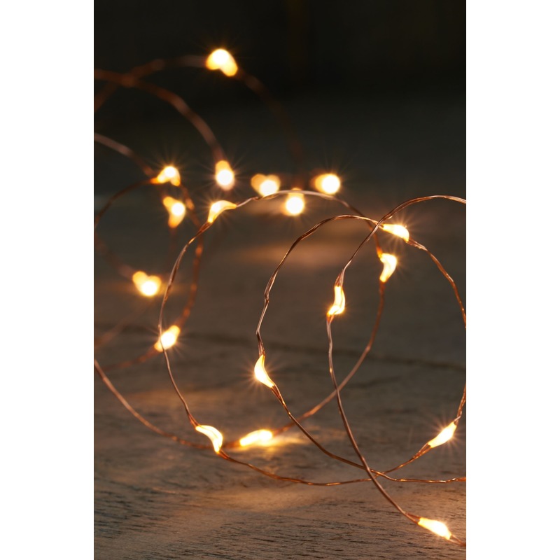 Anna Collection koperdraad lichtsnoer 100 leds warm wit op batterij -