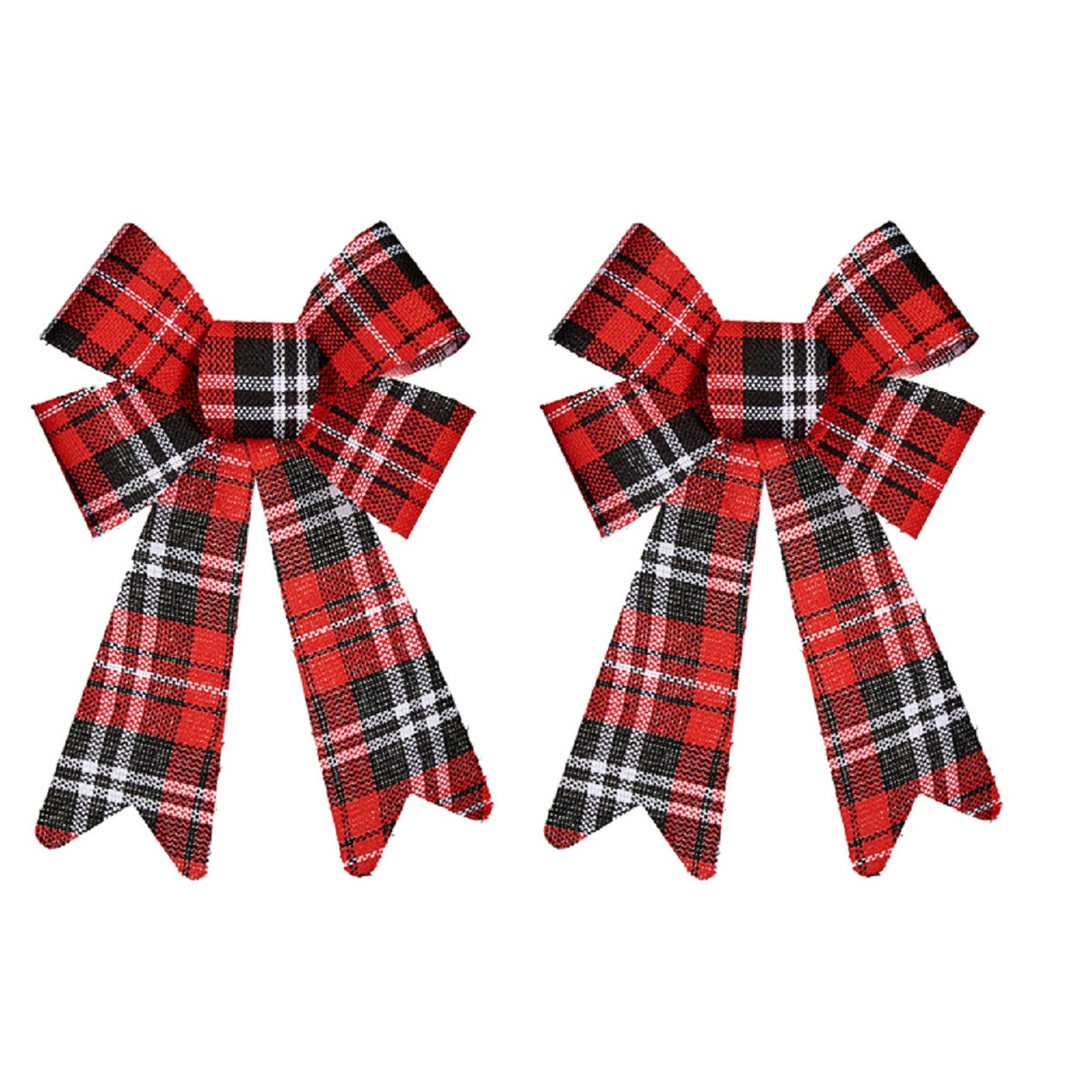 2x stuks kerstboomversiering ornament strikjes/strikken rood geruit 15 x 25 cm -