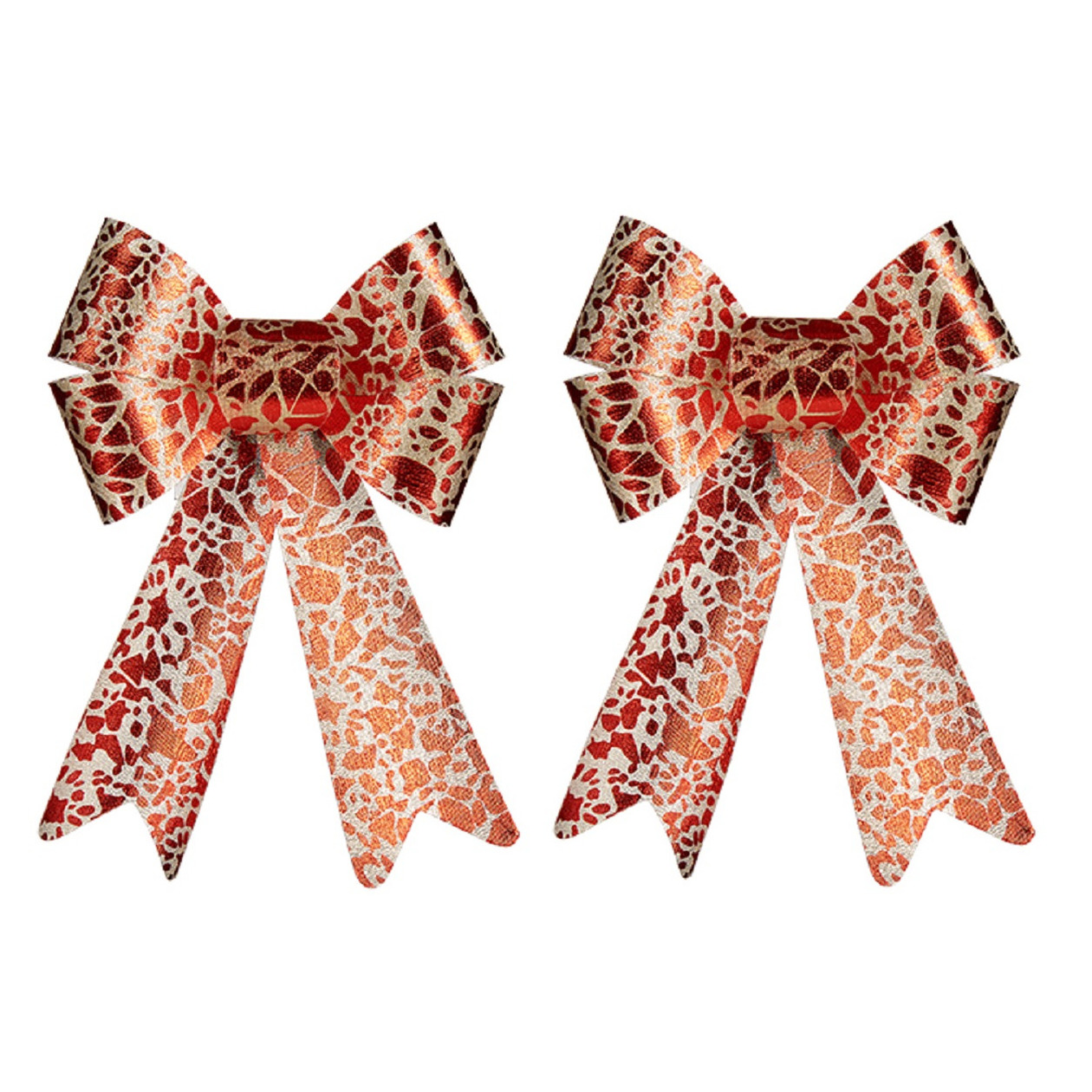 2x stuks kerstboomversieringen ornament strikjes/strikken rood/creme print 15 x 25 cm -