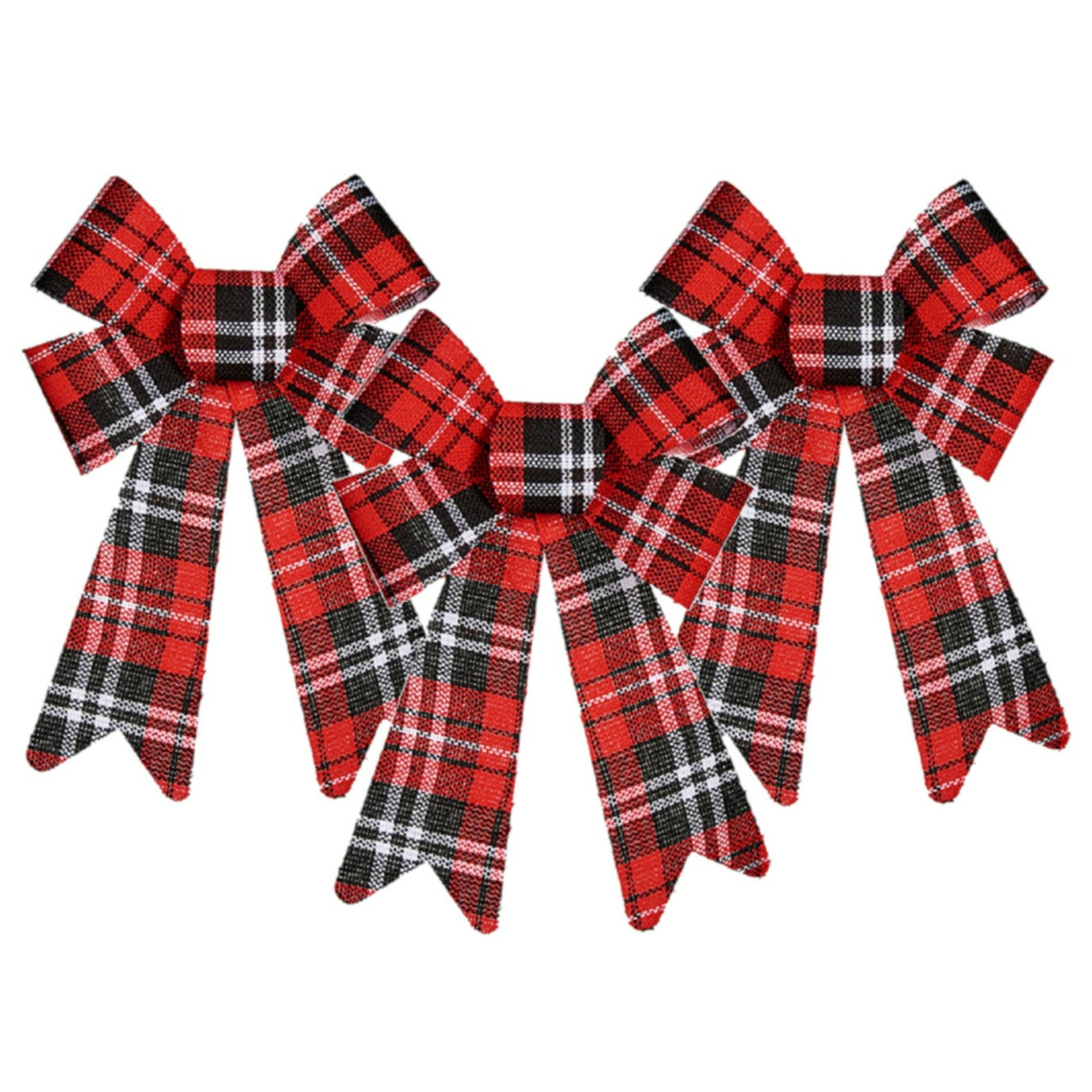 3x stuks kerstboomversiering ornament strikjes/strikken rood geruit 15 x 25 cm -