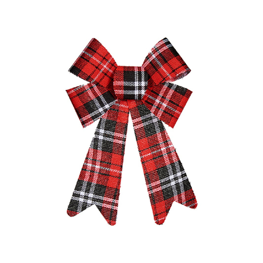 Krist+ kerstboomversiering strik - rood geruit - 15 x 25 cm -
