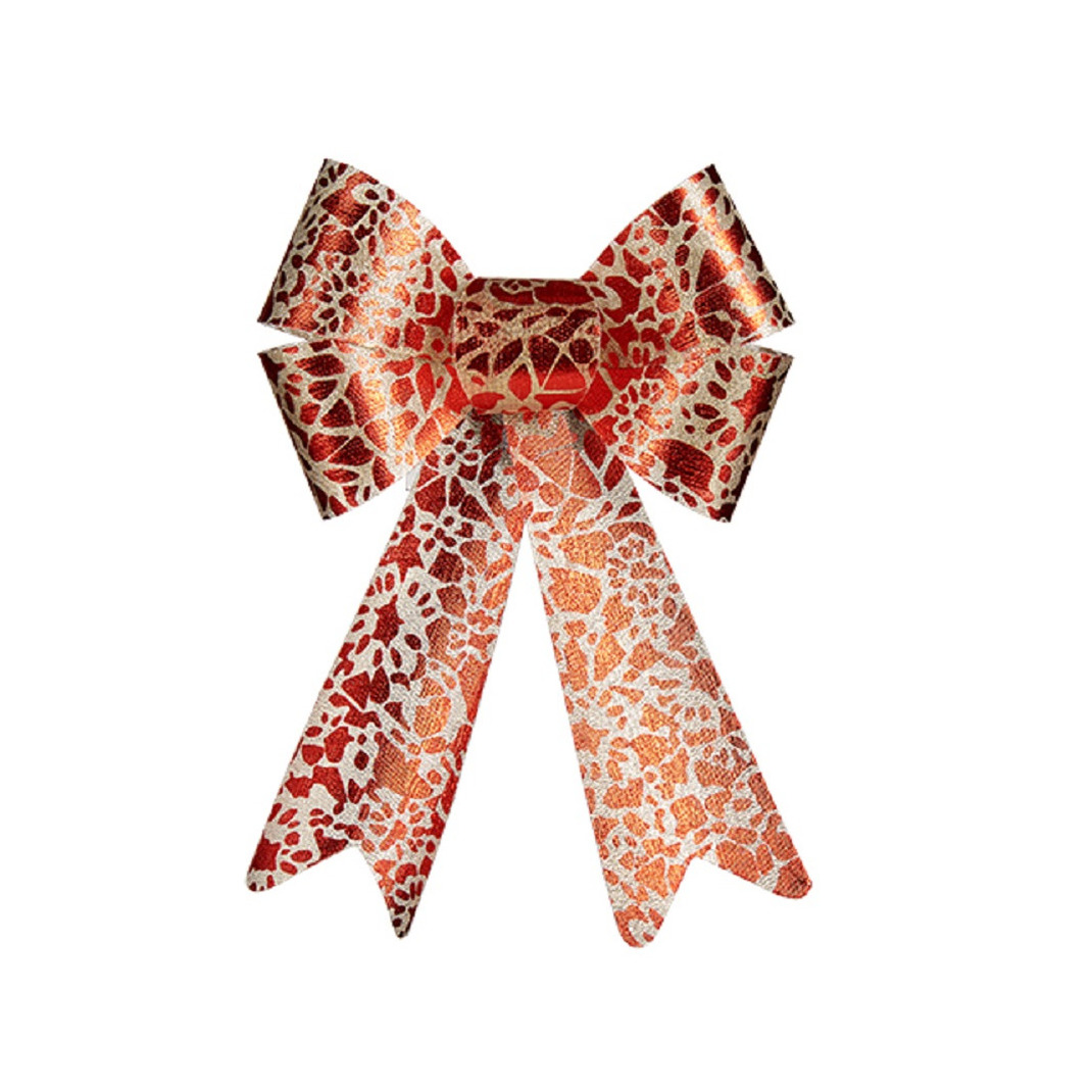 Kerstboomversiering ornament strikjes/strikken rood/creme print 15 x 25 cm -