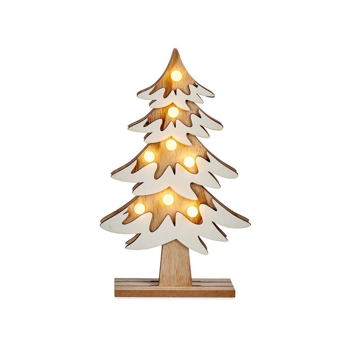 Houten kerstboompje decoratie van 31 cm met LED verlichting -