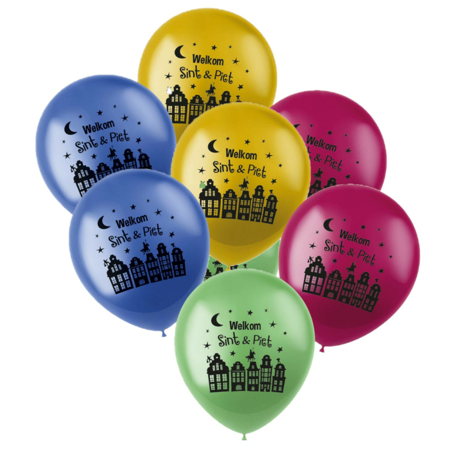 Sinterklaas Welkom Sint en Piet ballonnen kleurenmix 12x stuks 33 cm -