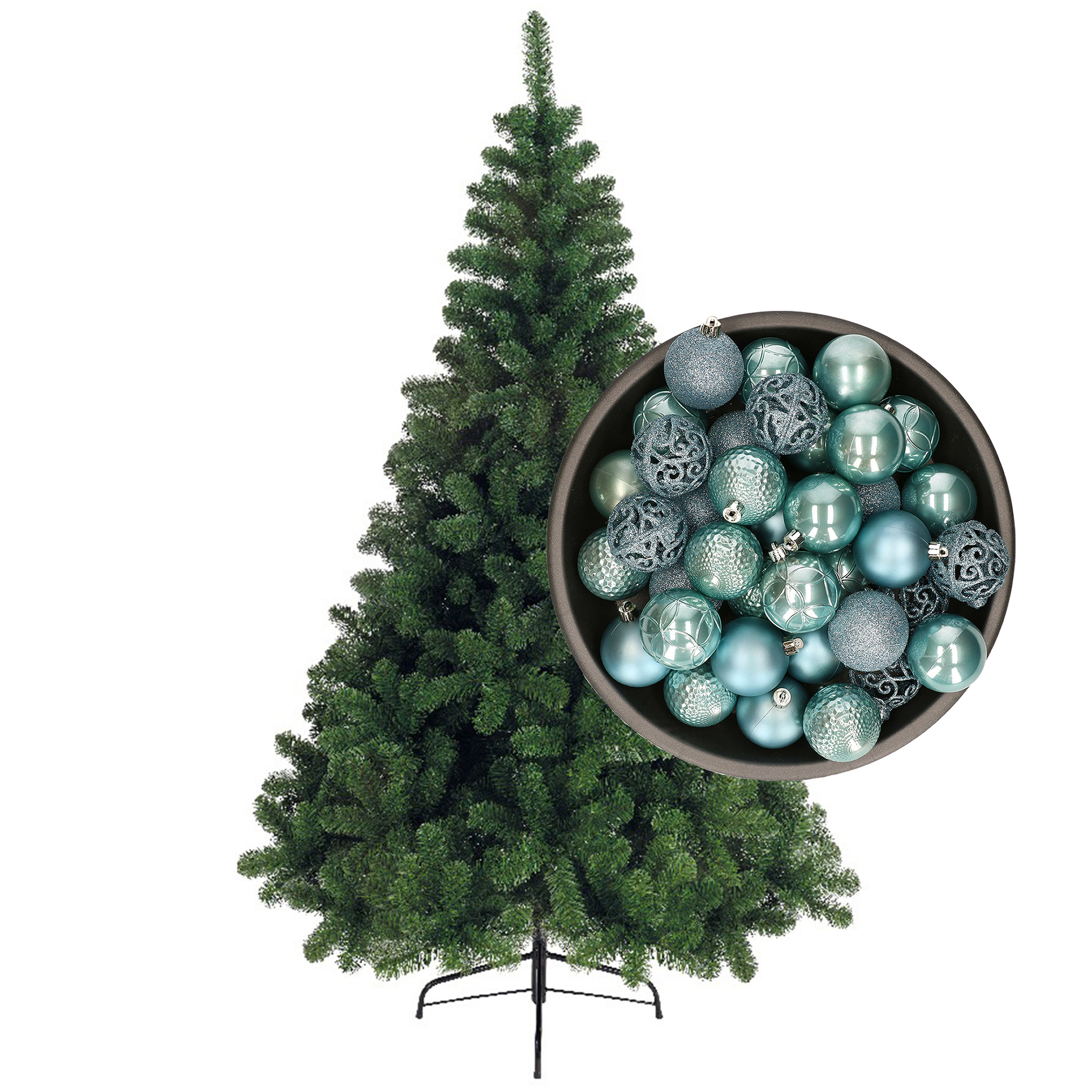 Bellatio Decorations kunst kerstboom 120 cm met kerstballen ijsblauw -