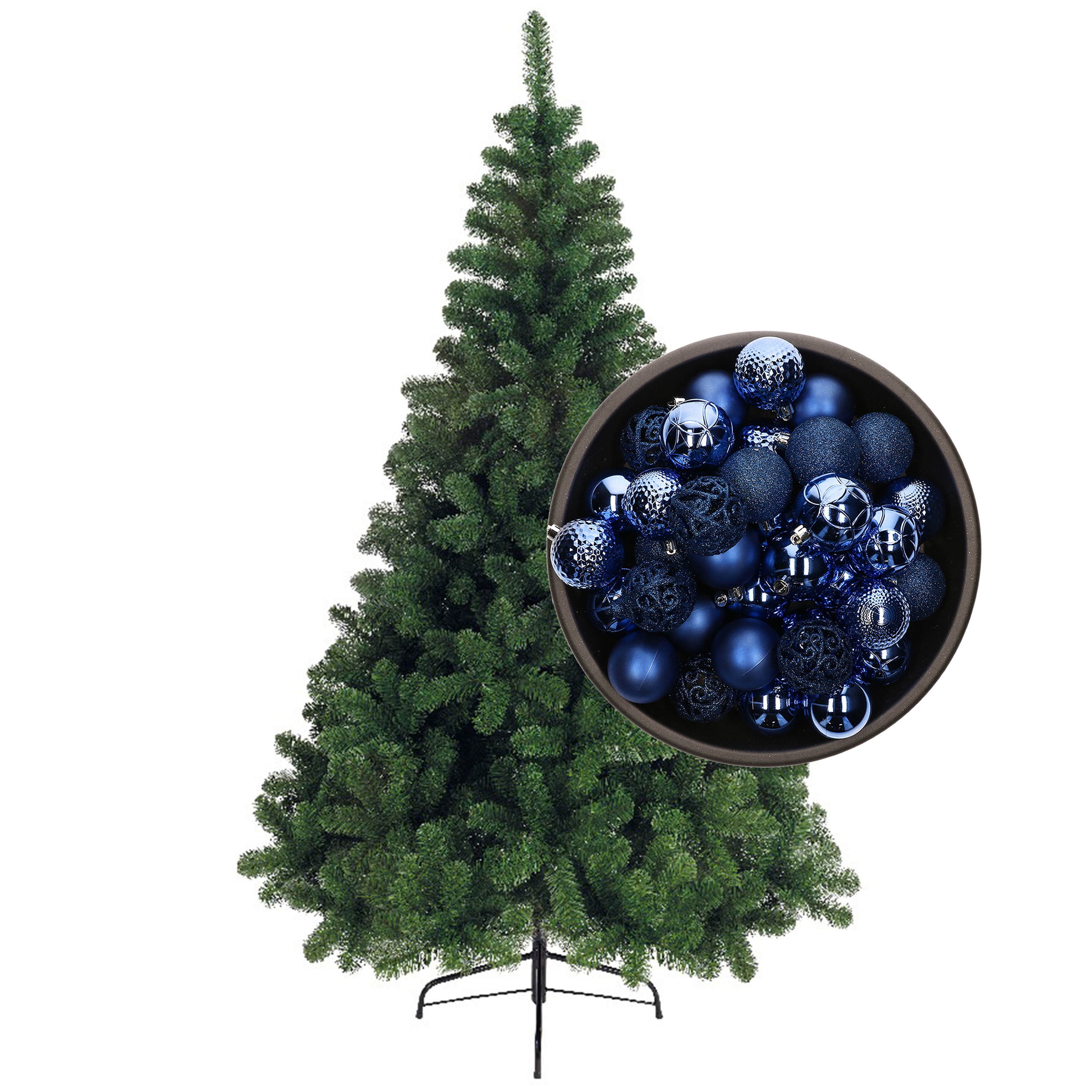 Bellatio Decorations kunst kerstboom 120 cm met kerstballen kobalt blauw -