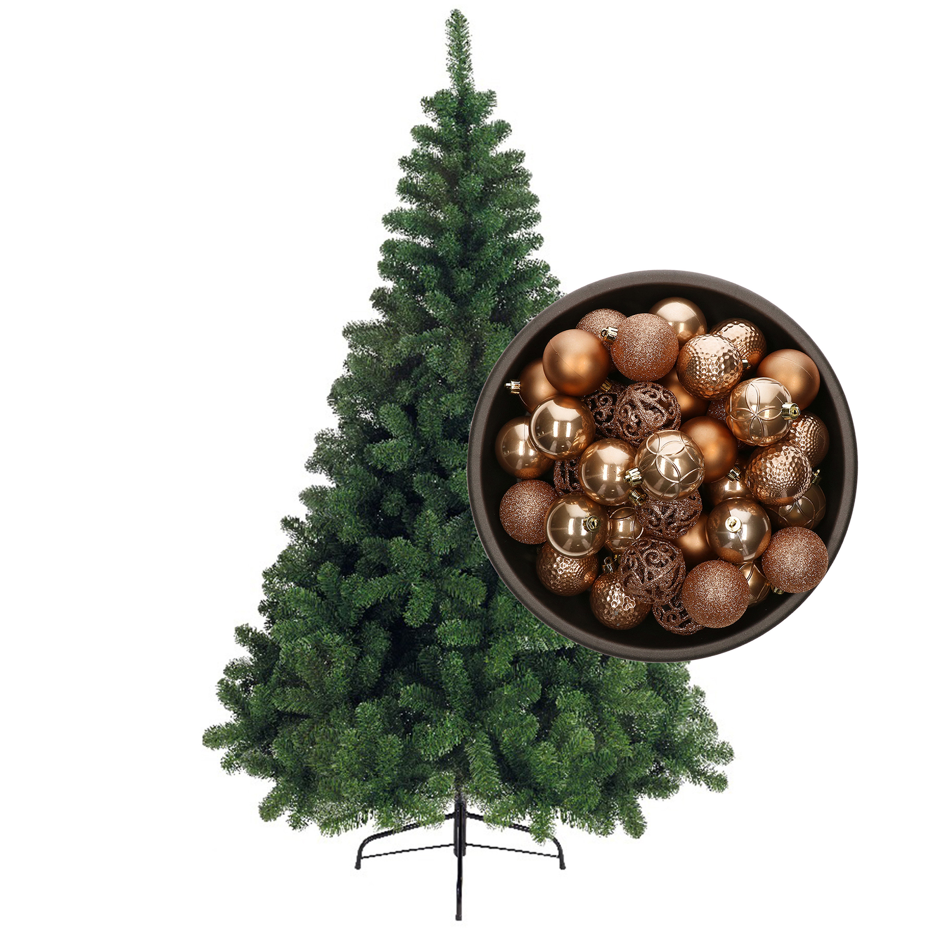 Bellatio Decorations kunst kerstboom 120 cm met kerstballen camel bruin -