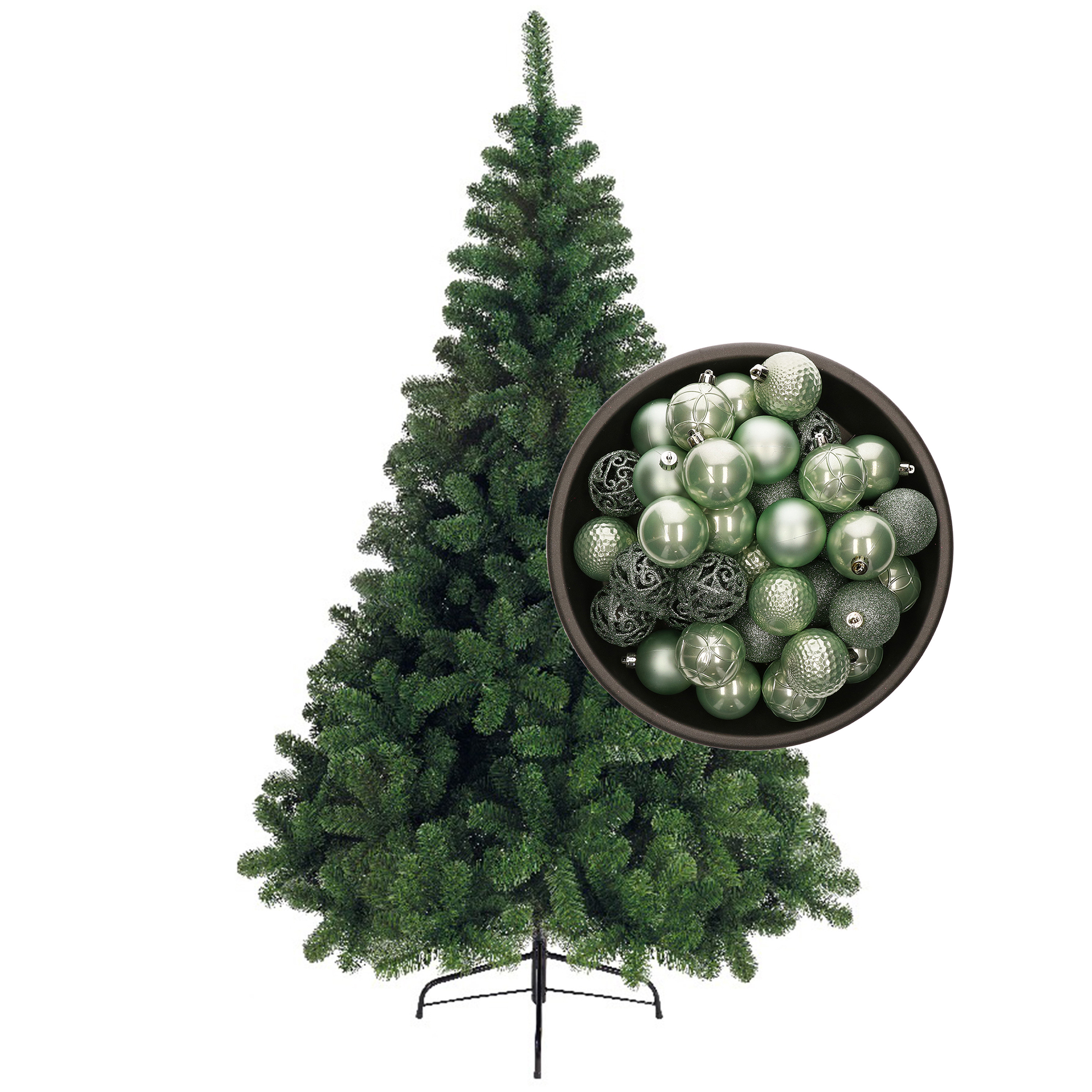 Bellatio Decorations kunst kerstboom 120 cm met kerstballen mintgroen -