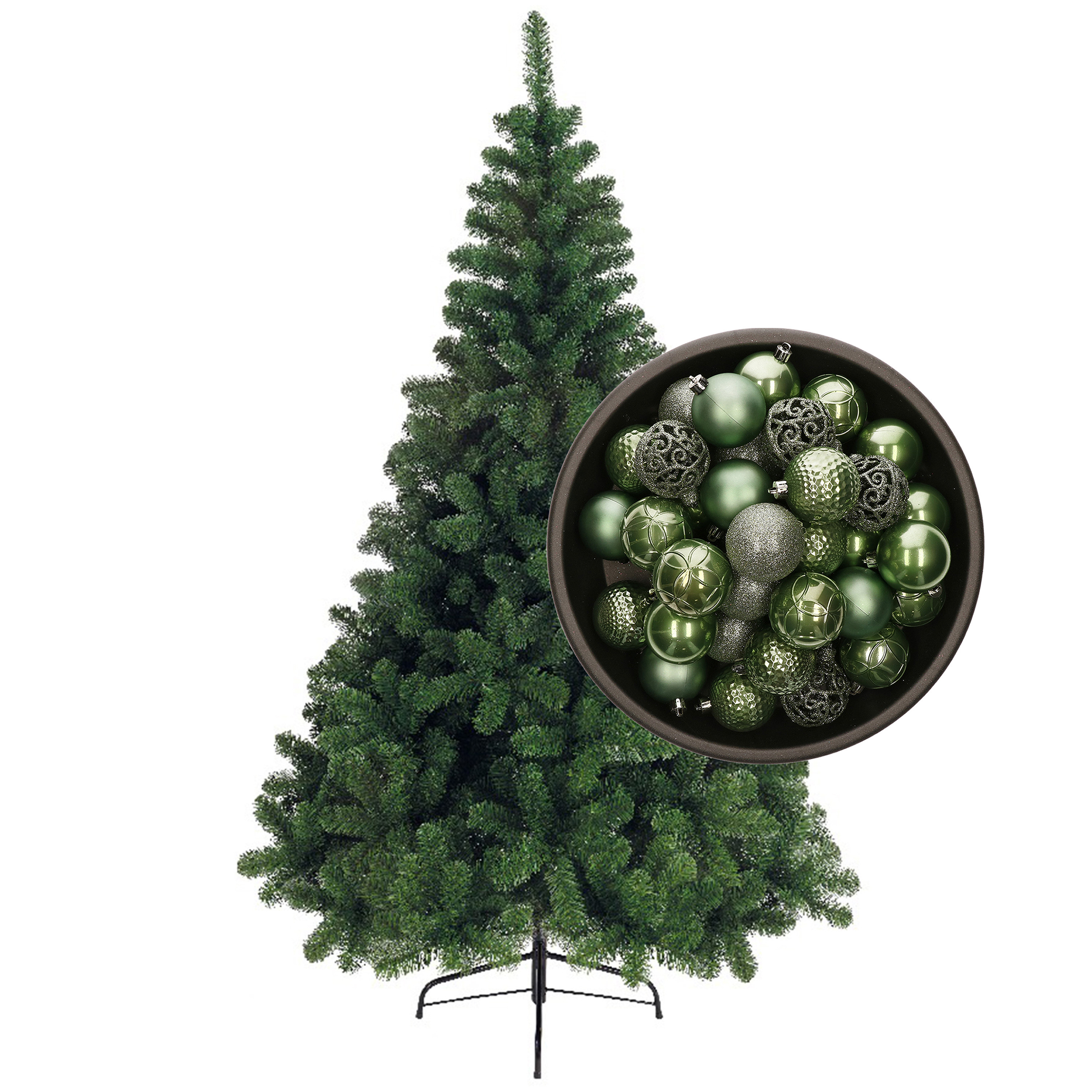 Bellatio Decorations kunst kerstboom 120 cm met kerstballen salie groen -