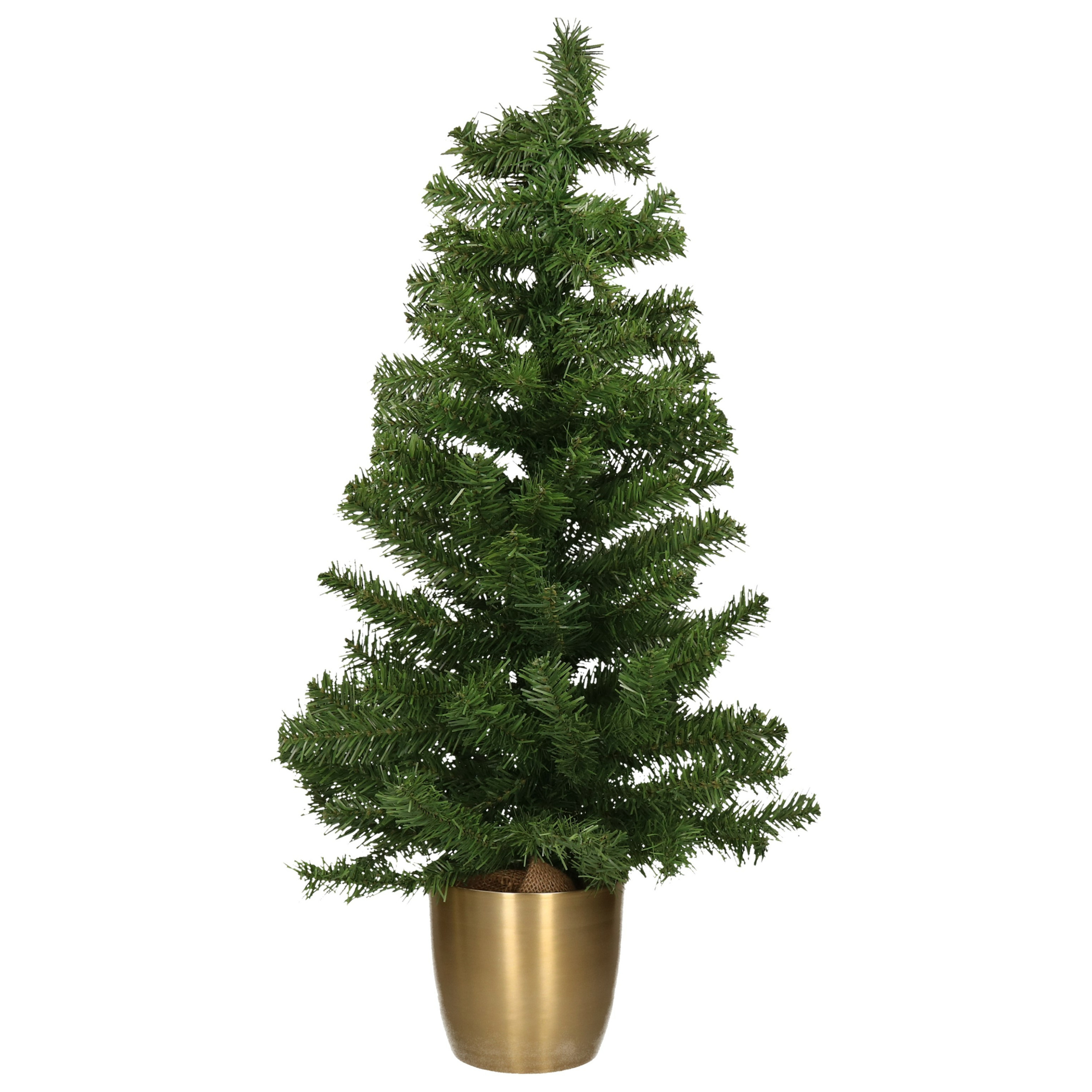 Kunst kerstboom/kunstboompje in gouden pot 90 cm -