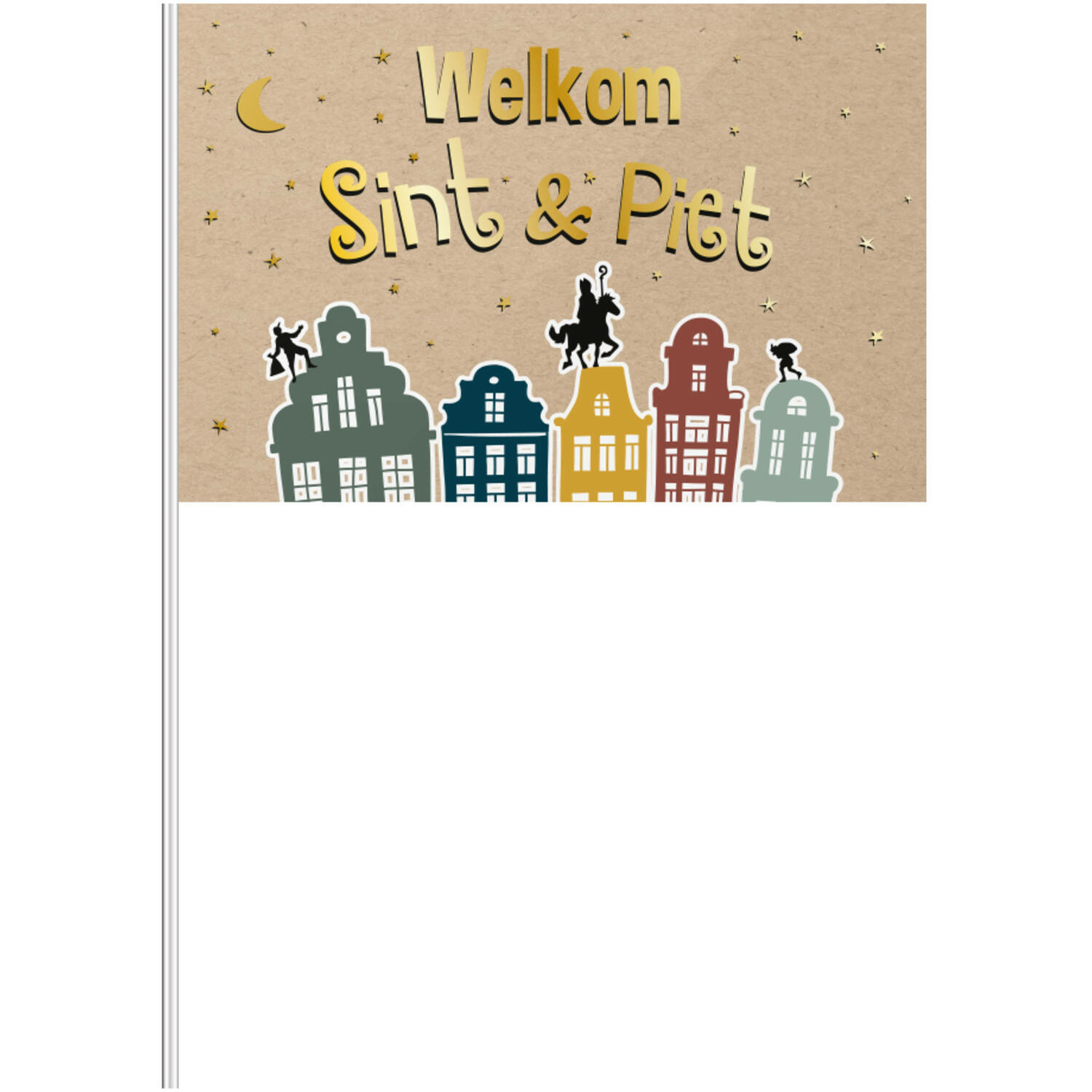 Sinterklaas zwaaivlaggetjes Welkom Sint en Piet 30 x 20 cm -
