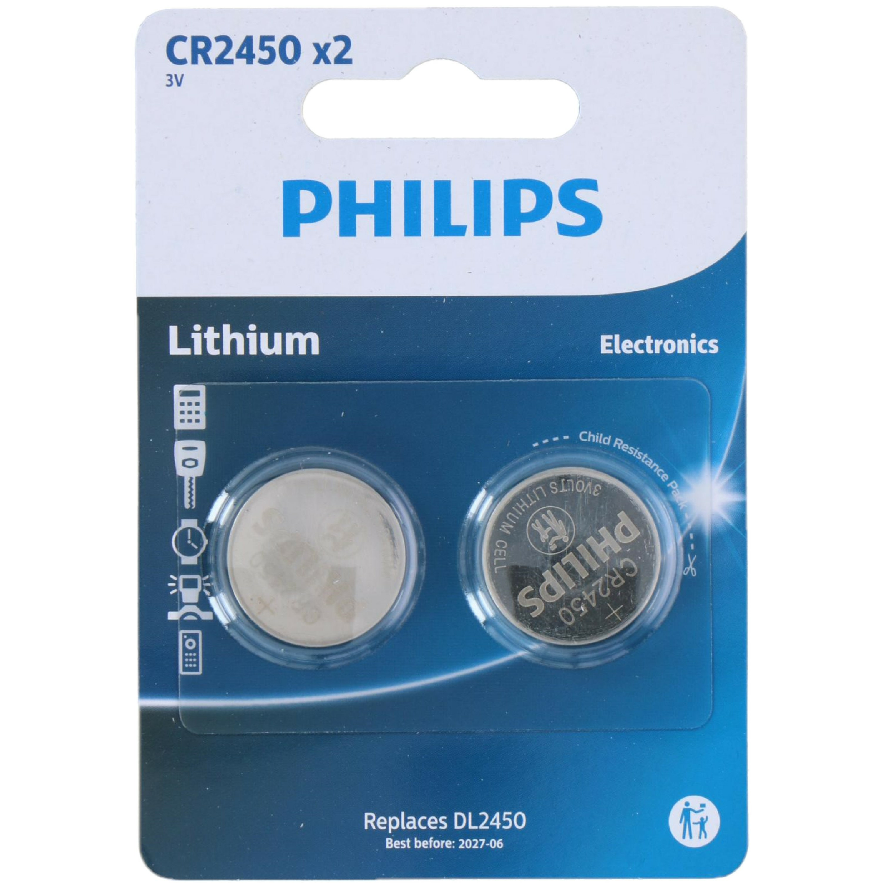Philips knoopcel batterijen CR2450 - 2x stuks -