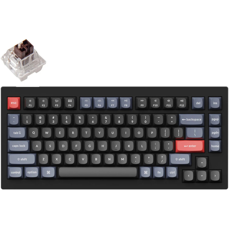 Keychron V1-B3 gaming toetsenbord RGB leds, 75%, Double-shot PBT, hot swap