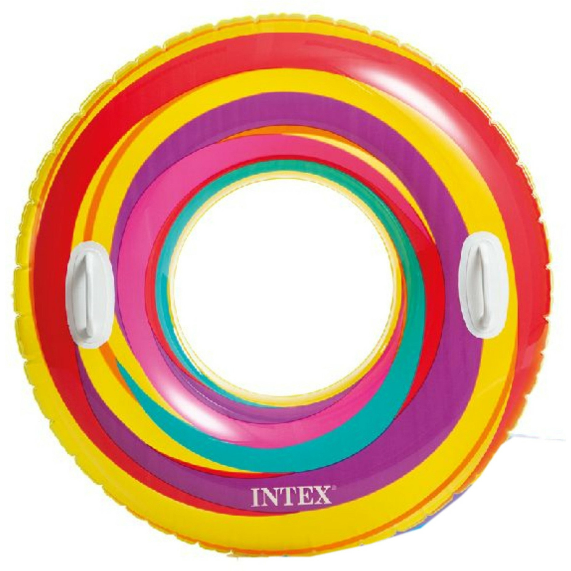 Intex opblaasbare gekleurde zwemband/zwemring ringenprint 91 cm -