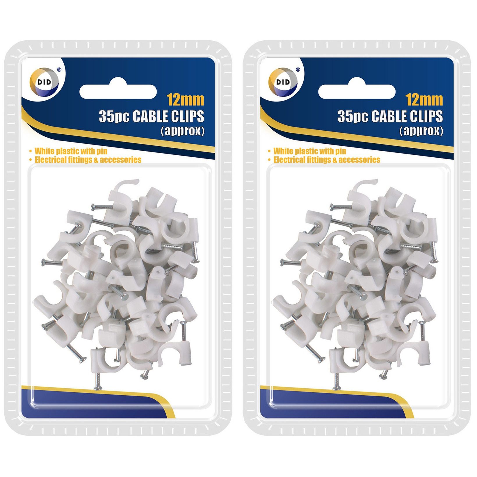70x Witte kabelclips/kabelklemmen met spijker 12 mm -