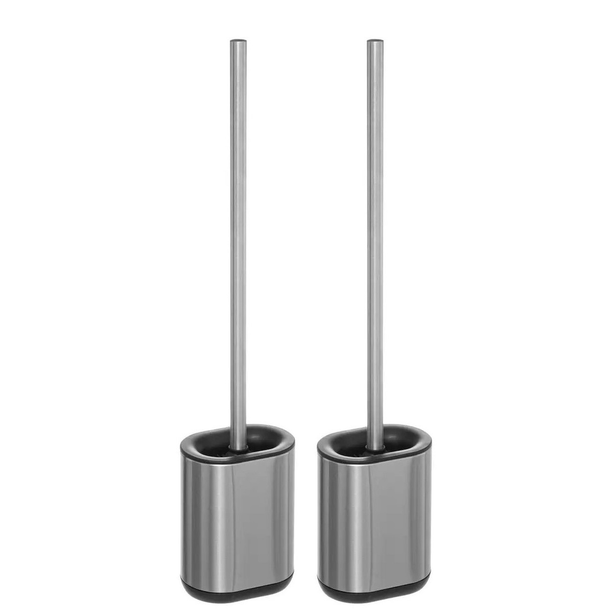 2x stuks WC-/toiletborstels met houder plat RVS polypropyleen 53 cm -