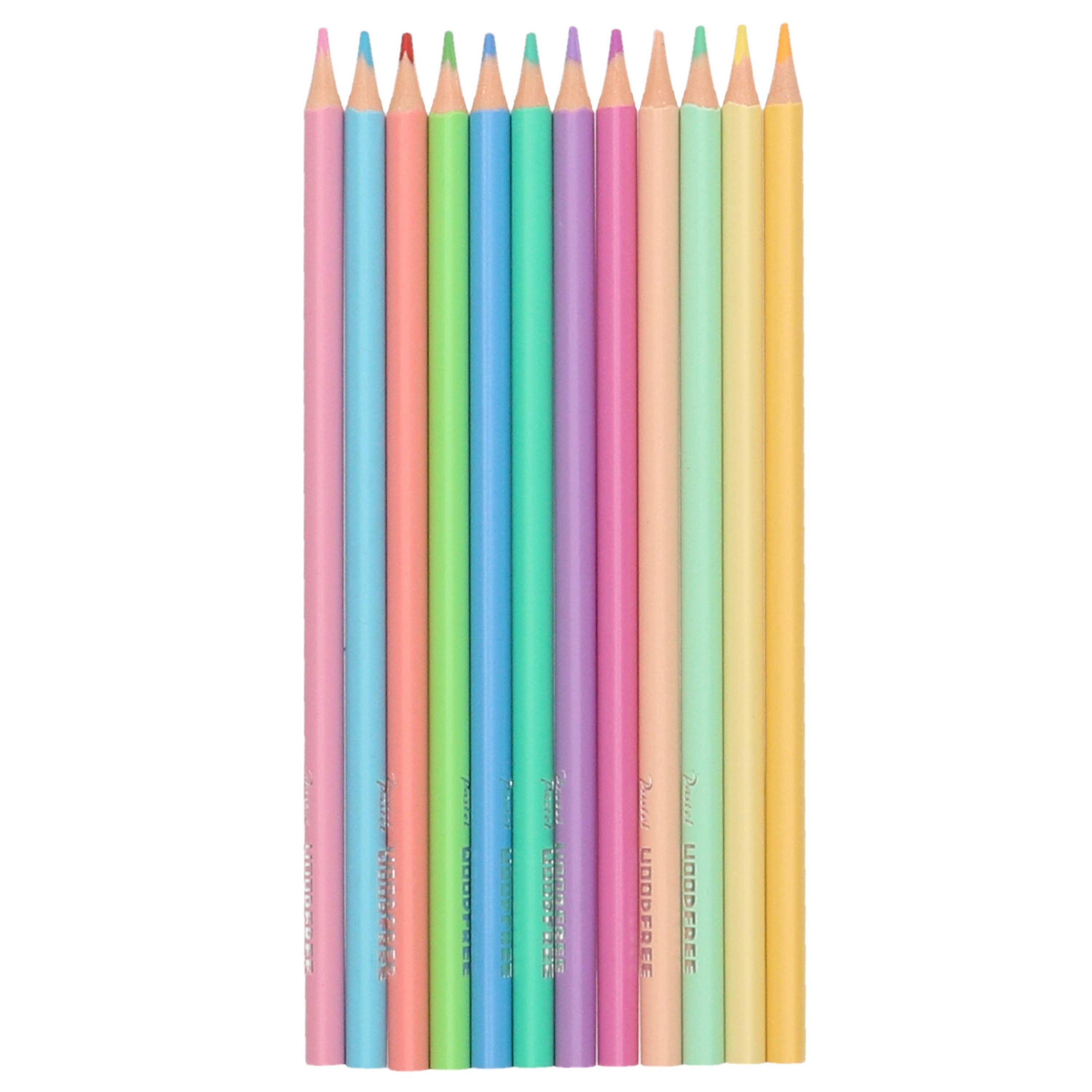 Kleurpotloden pastelkleuren setje van 12 stuks -